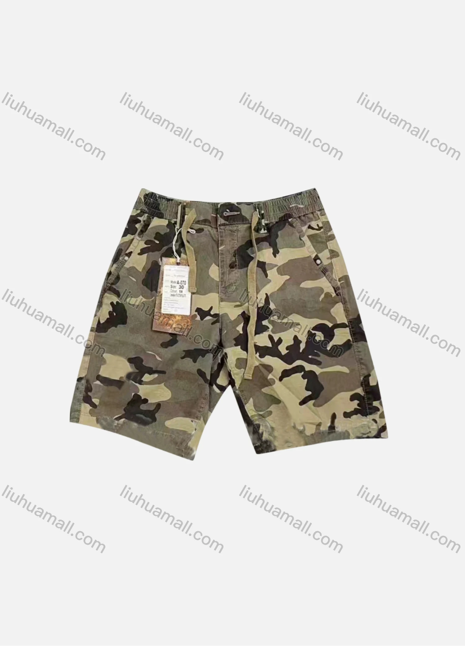 Wholesale Men's Casual Camouflage Patch Pocket Drawstring Cargo Shorts A-070# - Liuhuamall