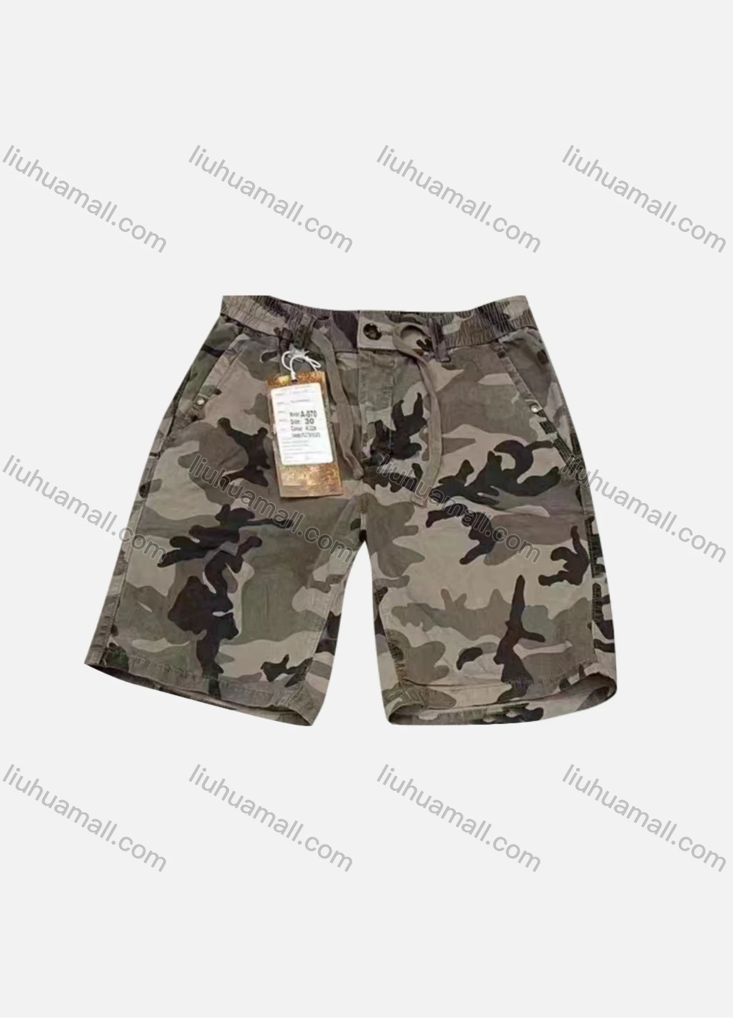 Wholesale Men's Casual Camouflage Patch Pocket Drawstring Cargo Shorts A-070# - Liuhuamall