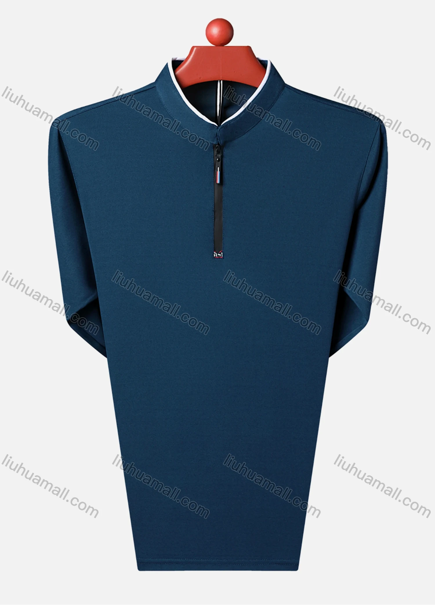 Wholesale Men's Casual Plain Mock Neck Quarter Zip Long Sleeve Henley Shirt 2211# - Liuhuamall