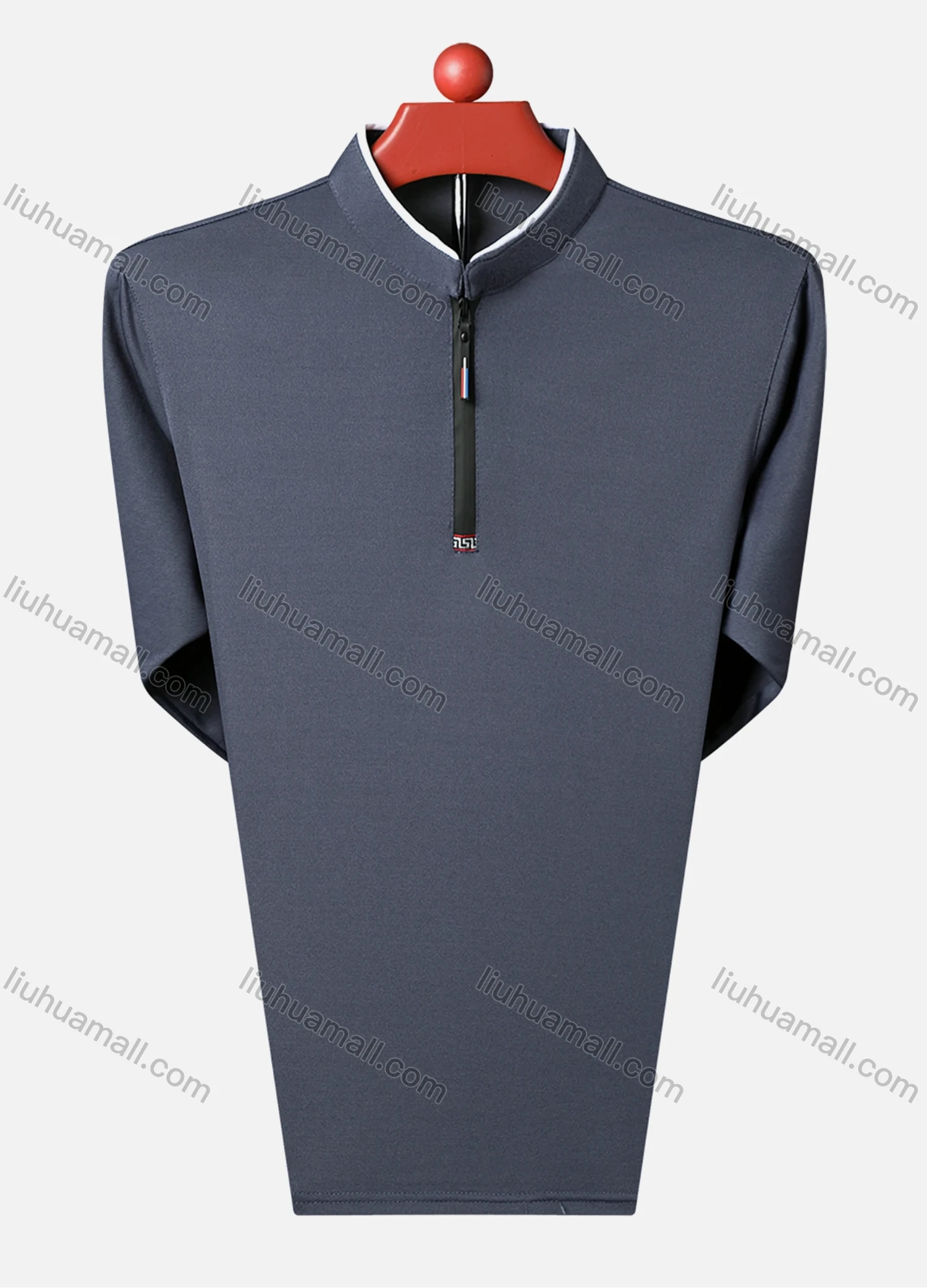 Wholesale Men's Casual Plain Mock Neck Quarter Zip Long Sleeve Henley Shirt 2211# - Liuhuamall