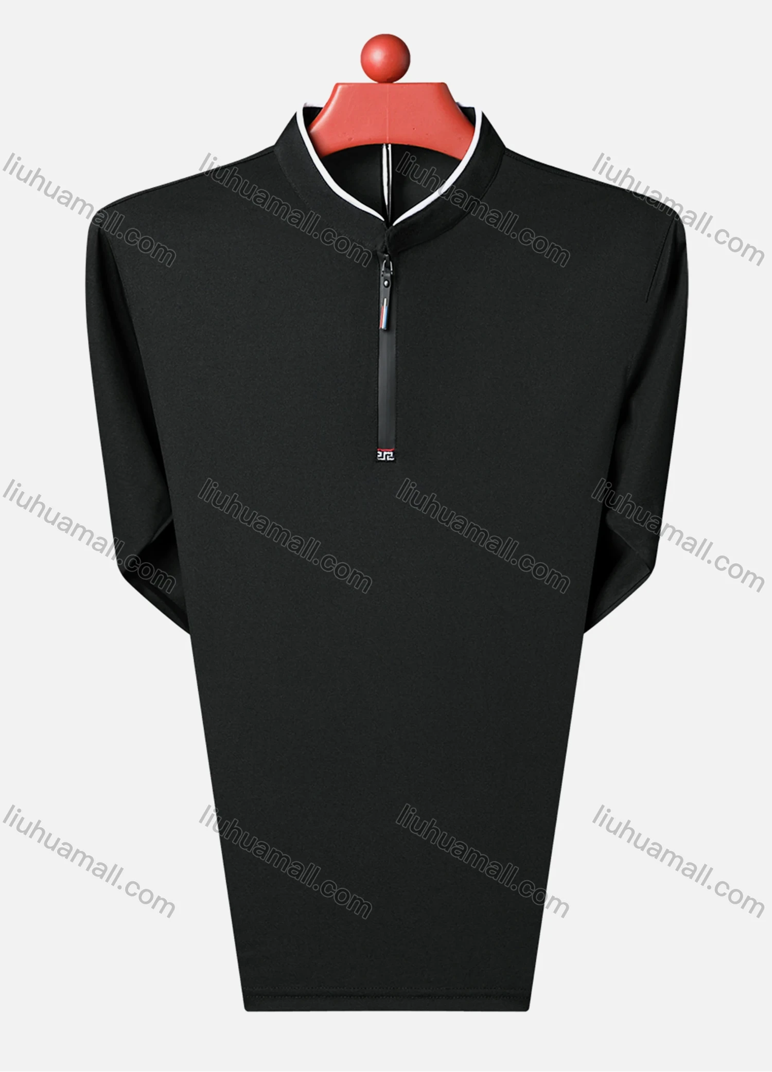 Wholesale Men's Casual Plain Mock Neck Quarter Zip Long Sleeve Henley Shirt 2211# - Liuhuamall