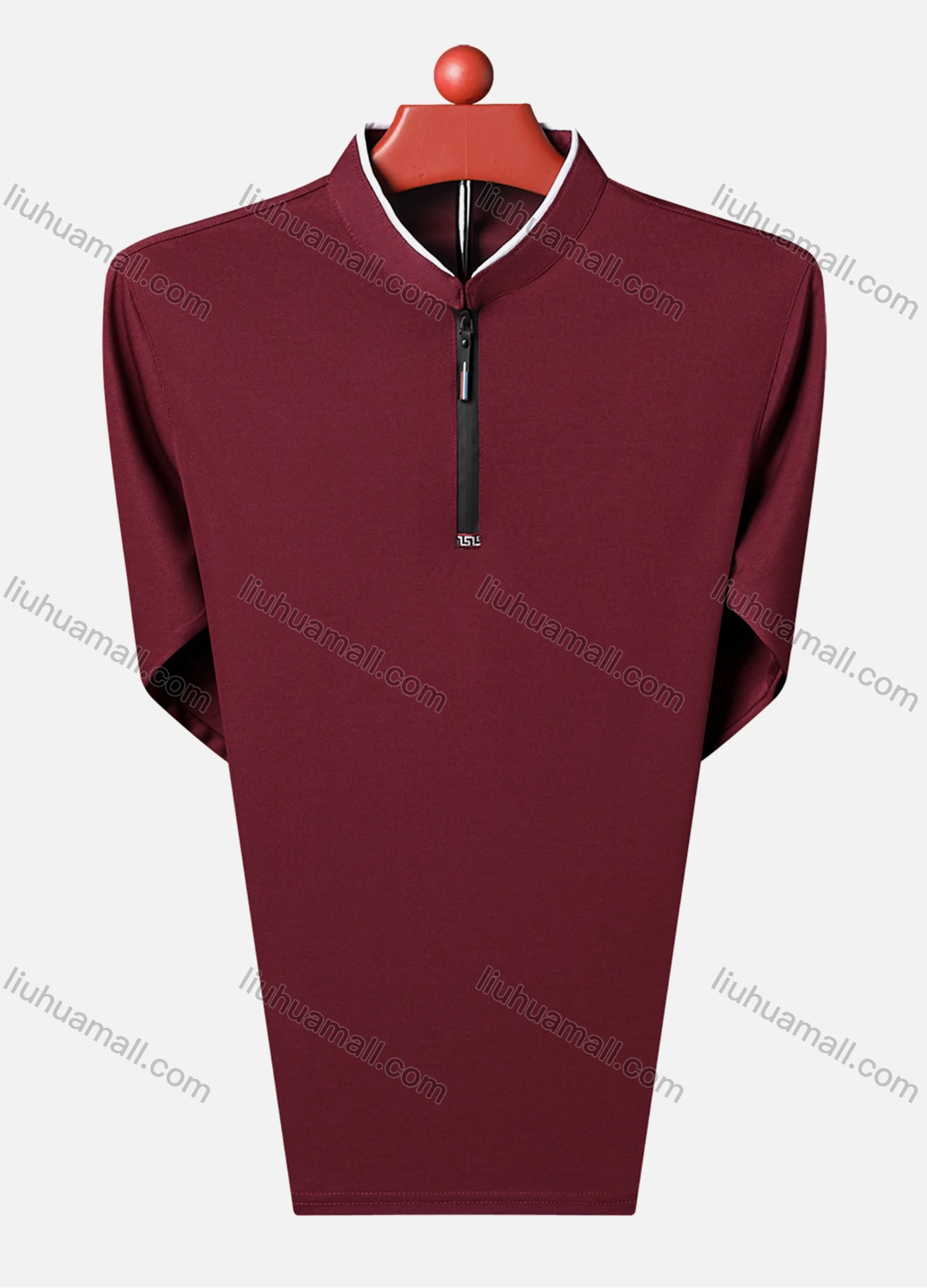 Wholesale Men's Casual Plain Mock Neck Quarter Zip Long Sleeve Henley Shirt 2211# - Liuhuamall