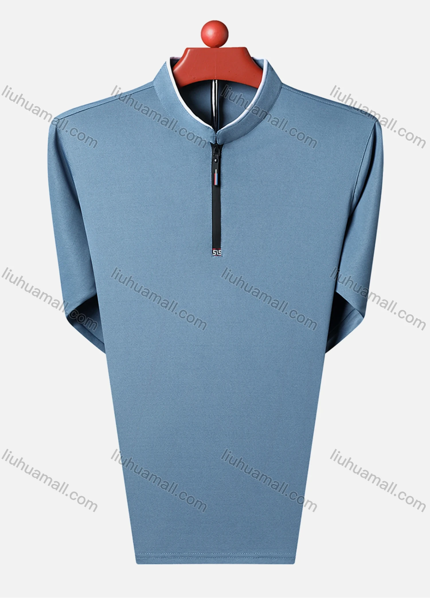 Wholesale Men's Casual Plain Mock Neck Quarter Zip Long Sleeve Henley Shirt 2211# - Liuhuamall