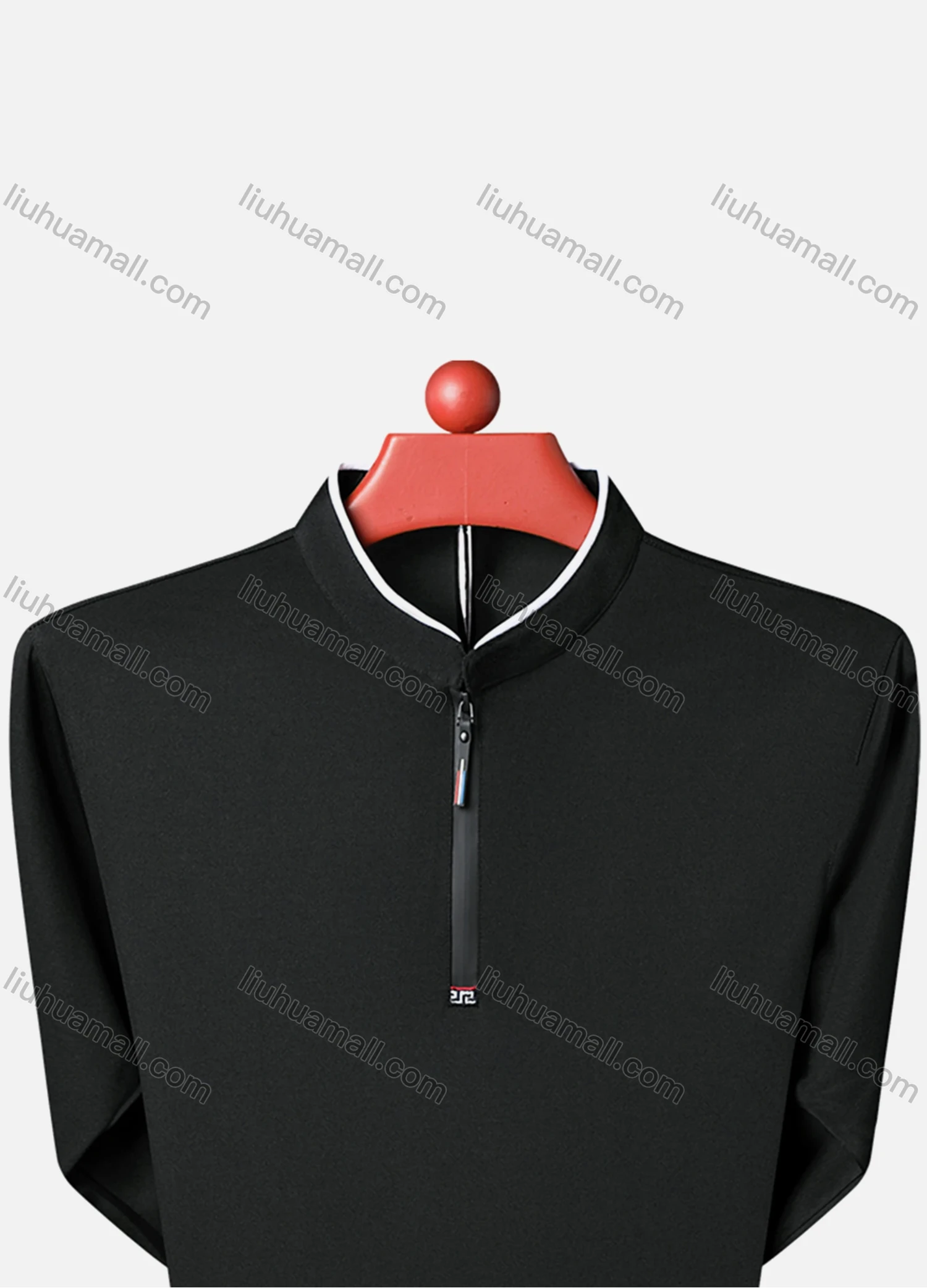 Wholesale Men's Casual Plain Mock Neck Quarter Zip Long Sleeve Henley Shirt 2211# - Liuhuamall
