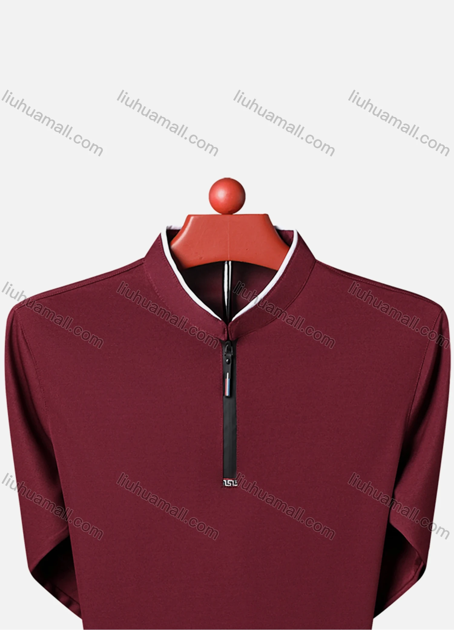 Wholesale Men's Casual Plain Mock Neck Quarter Zip Long Sleeve Henley Shirt 2211# - Liuhuamall
