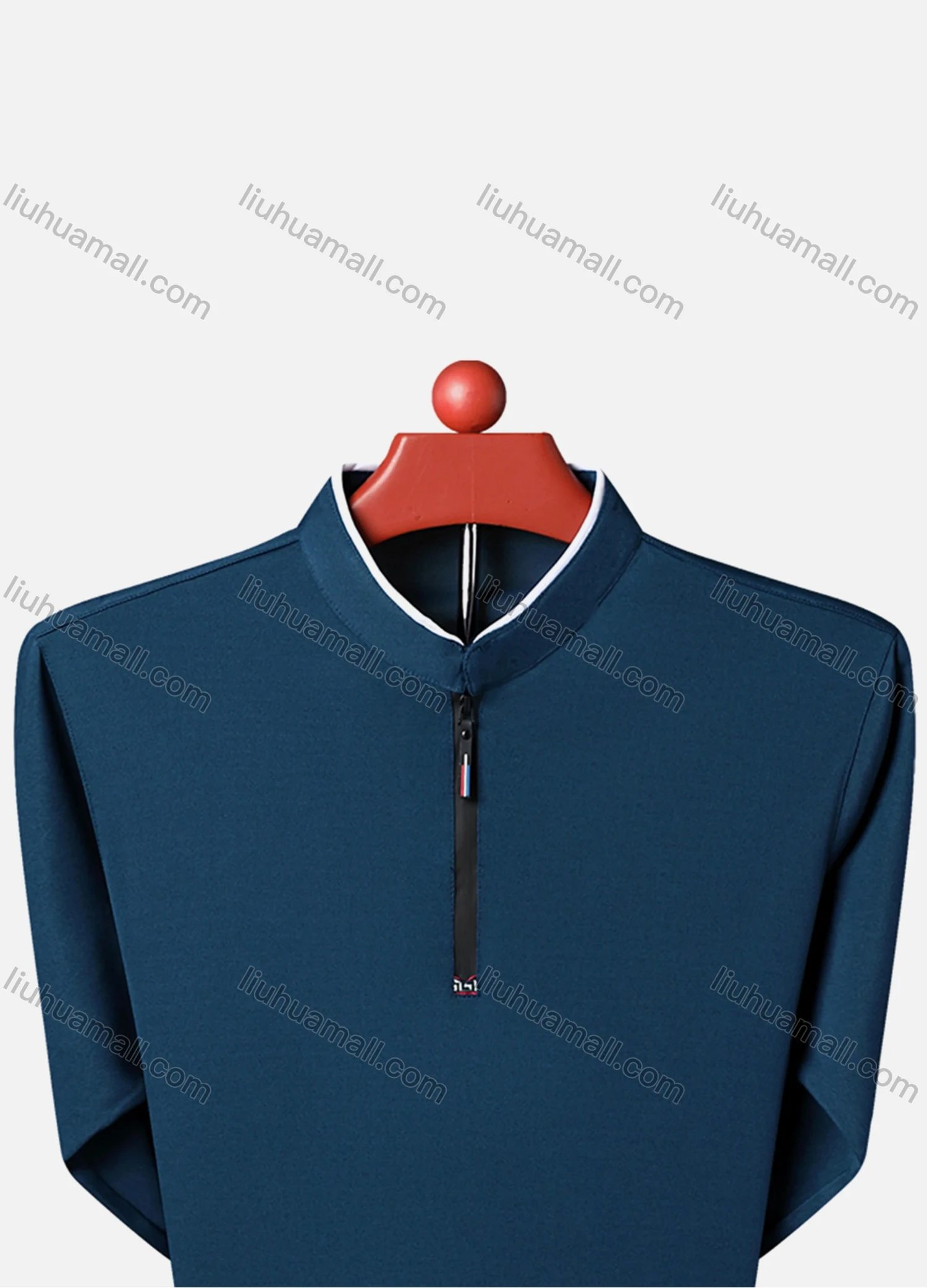 Wholesale Men's Casual Plain Mock Neck Quarter Zip Long Sleeve Henley Shirt 2211# - Liuhuamall