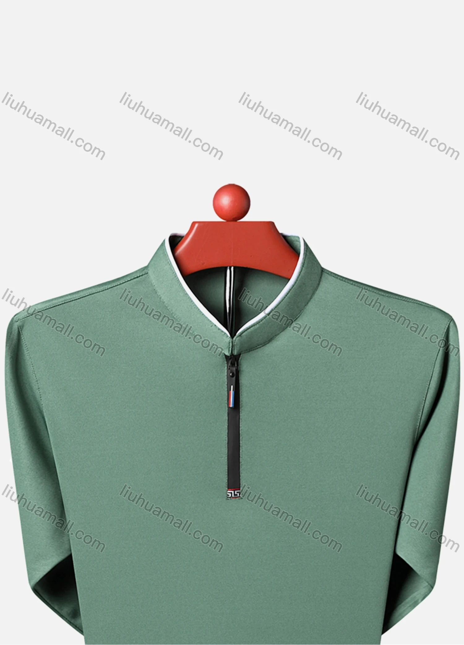 Wholesale Men's Casual Plain Mock Neck Quarter Zip Long Sleeve Henley Shirt 2211# - Liuhuamall