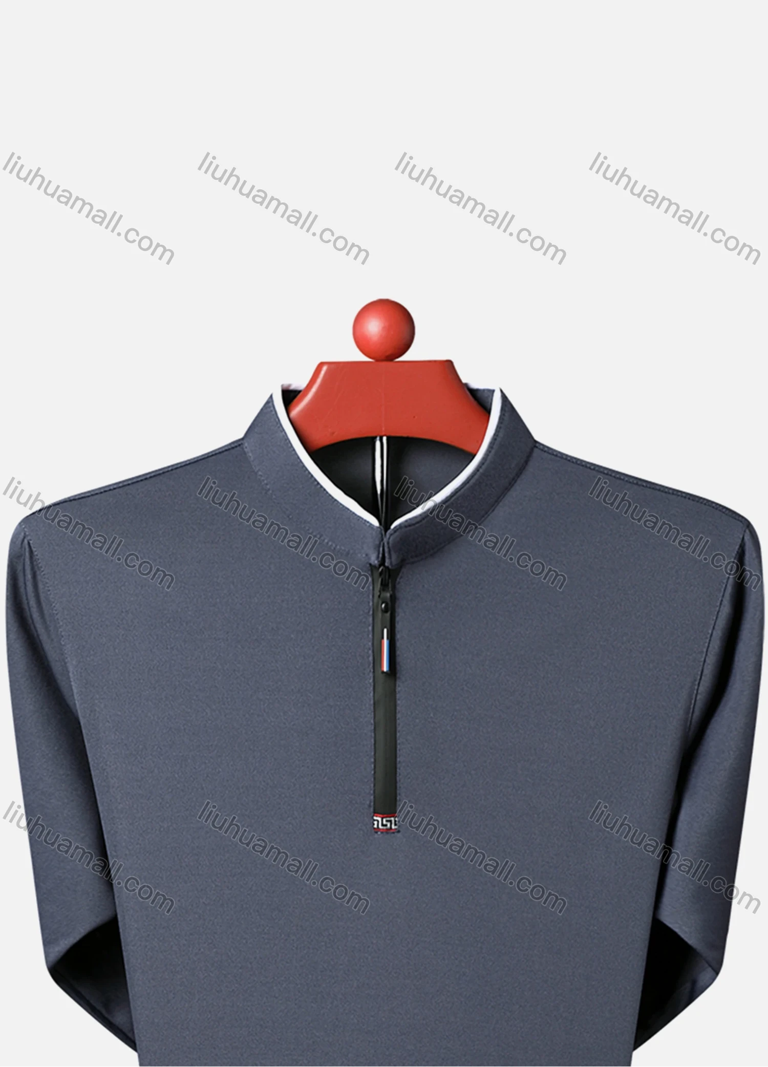 Wholesale Men's Casual Plain Mock Neck Quarter Zip Long Sleeve Henley Shirt 2211# - Liuhuamall