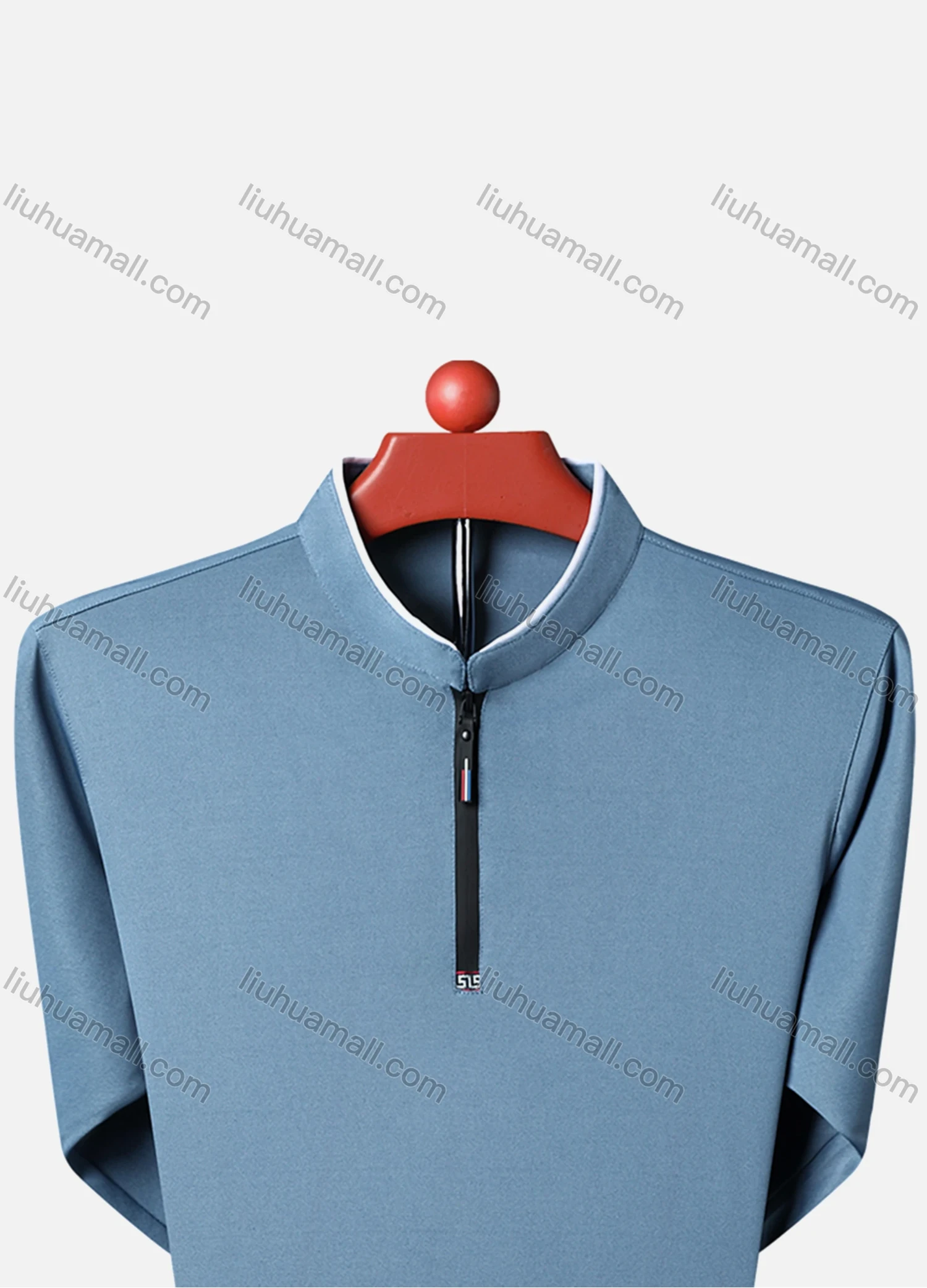 Wholesale Men's Casual Plain Mock Neck Quarter Zip Long Sleeve Henley Shirt 2211# - Liuhuamall