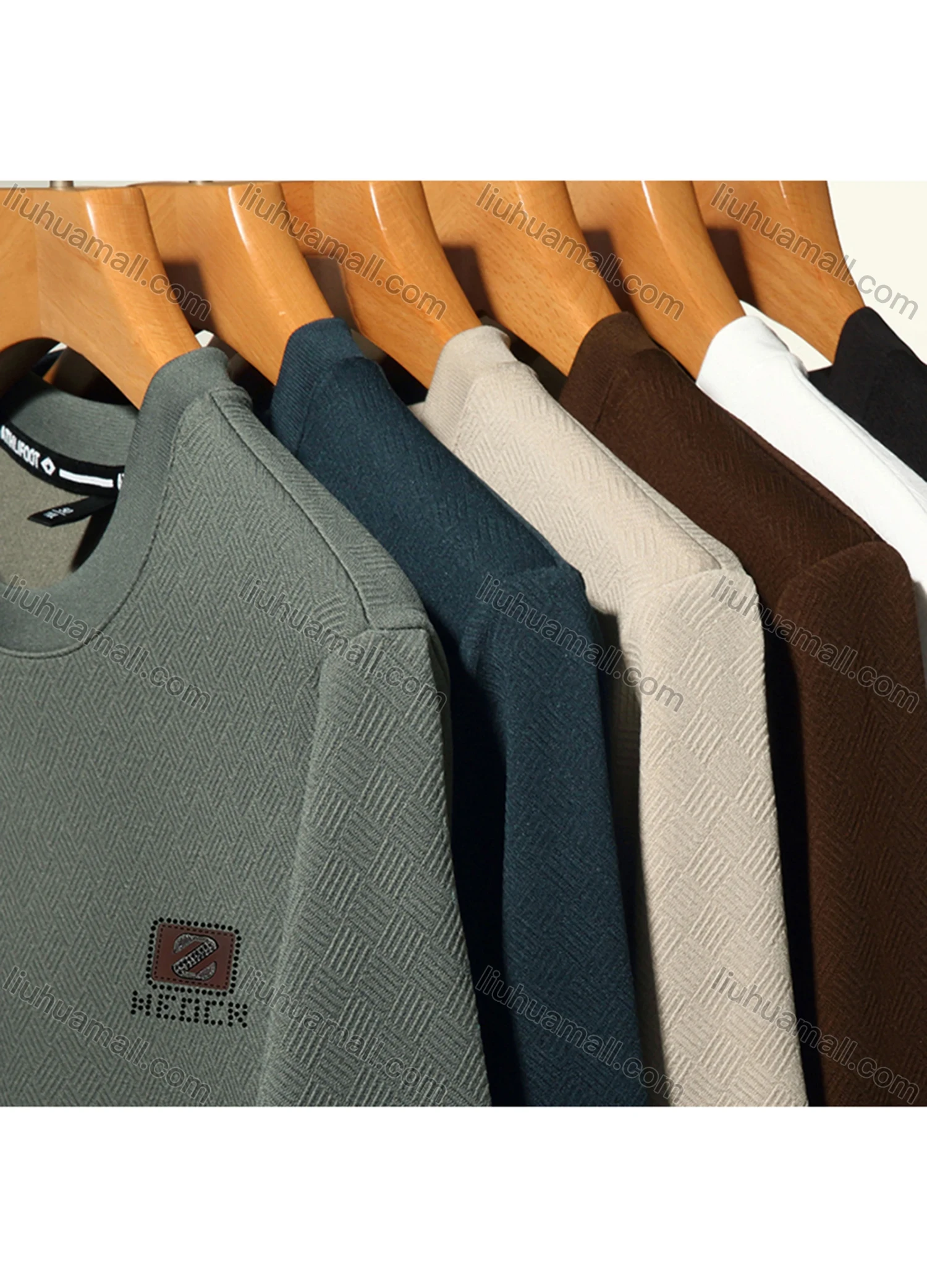 Wholesale Men's Casual Plain Basics Round Neck Long Sleeve Pullover Sweatshirt 2525# - Liuhuamall