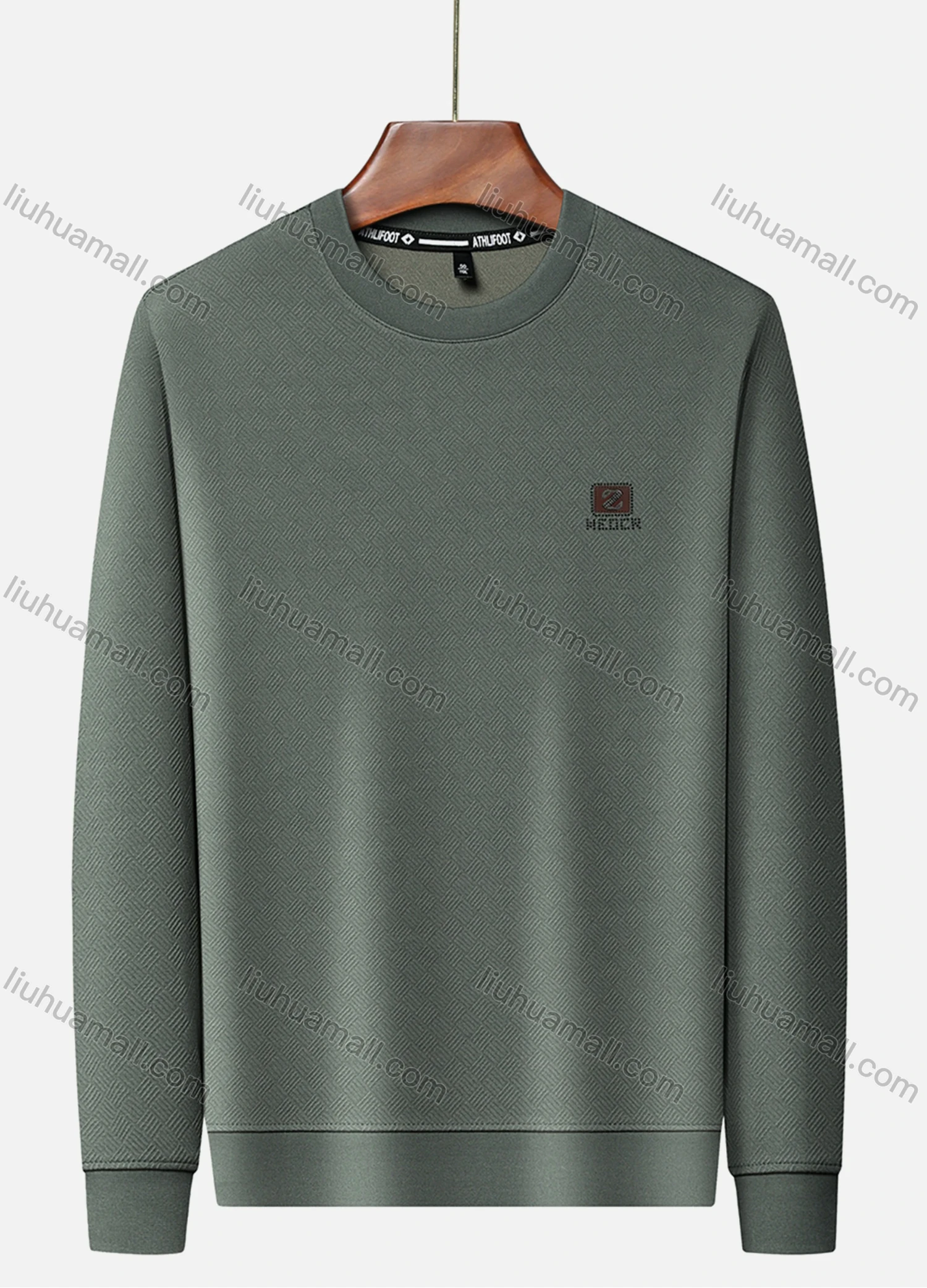 Wholesale Men's Casual Plain Basics Round Neck Long Sleeve Pullover Sweatshirt 2525# - Liuhuamall