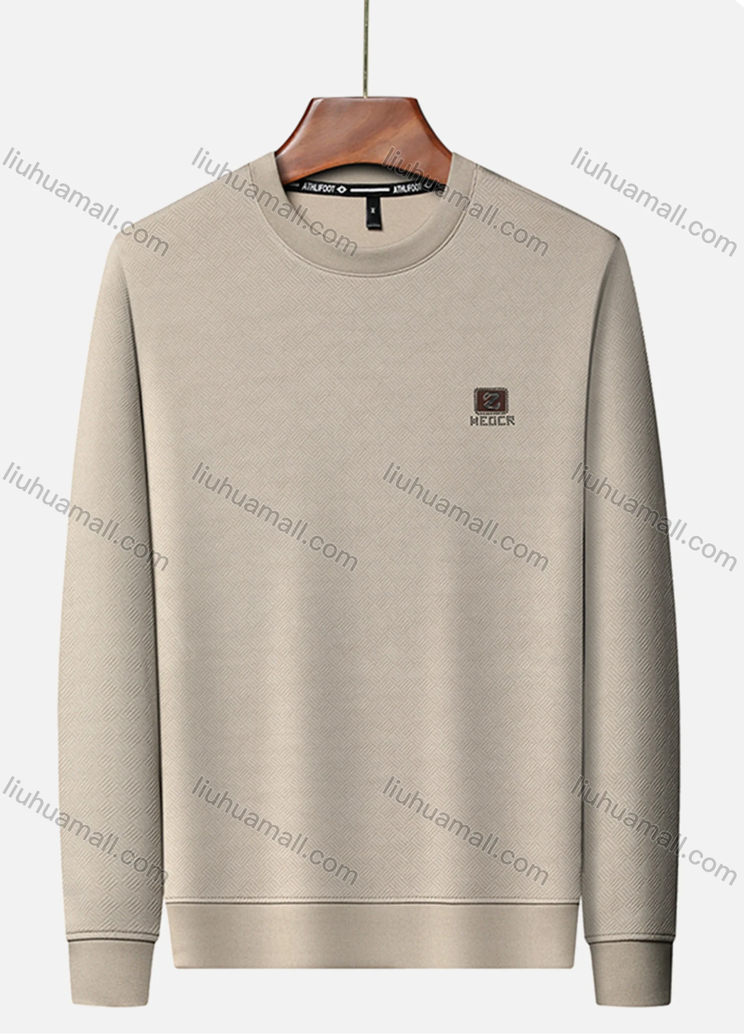 Wholesale Men's Casual Plain Basics Round Neck Long Sleeve Pullover Sweatshirt 2525# - Liuhuamall