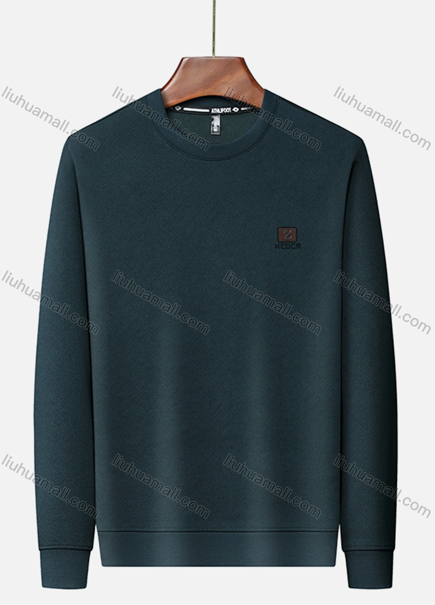 Wholesale Men's Casual Plain Basics Round Neck Long Sleeve Pullover Sweatshirt 2525# - Liuhuamall