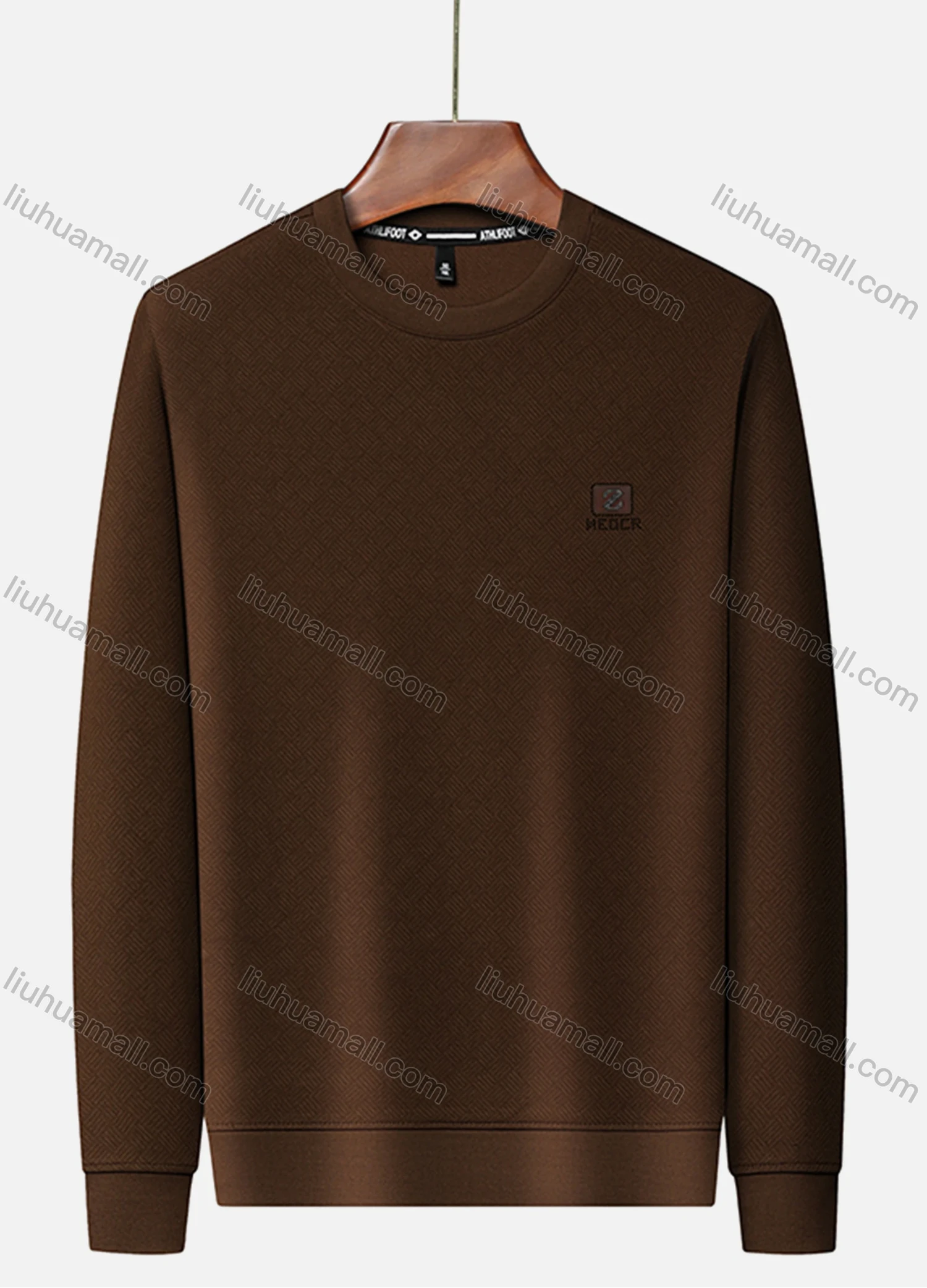 Wholesale Men's Casual Plain Basics Round Neck Long Sleeve Pullover Sweatshirt 2525# - Liuhuamall
