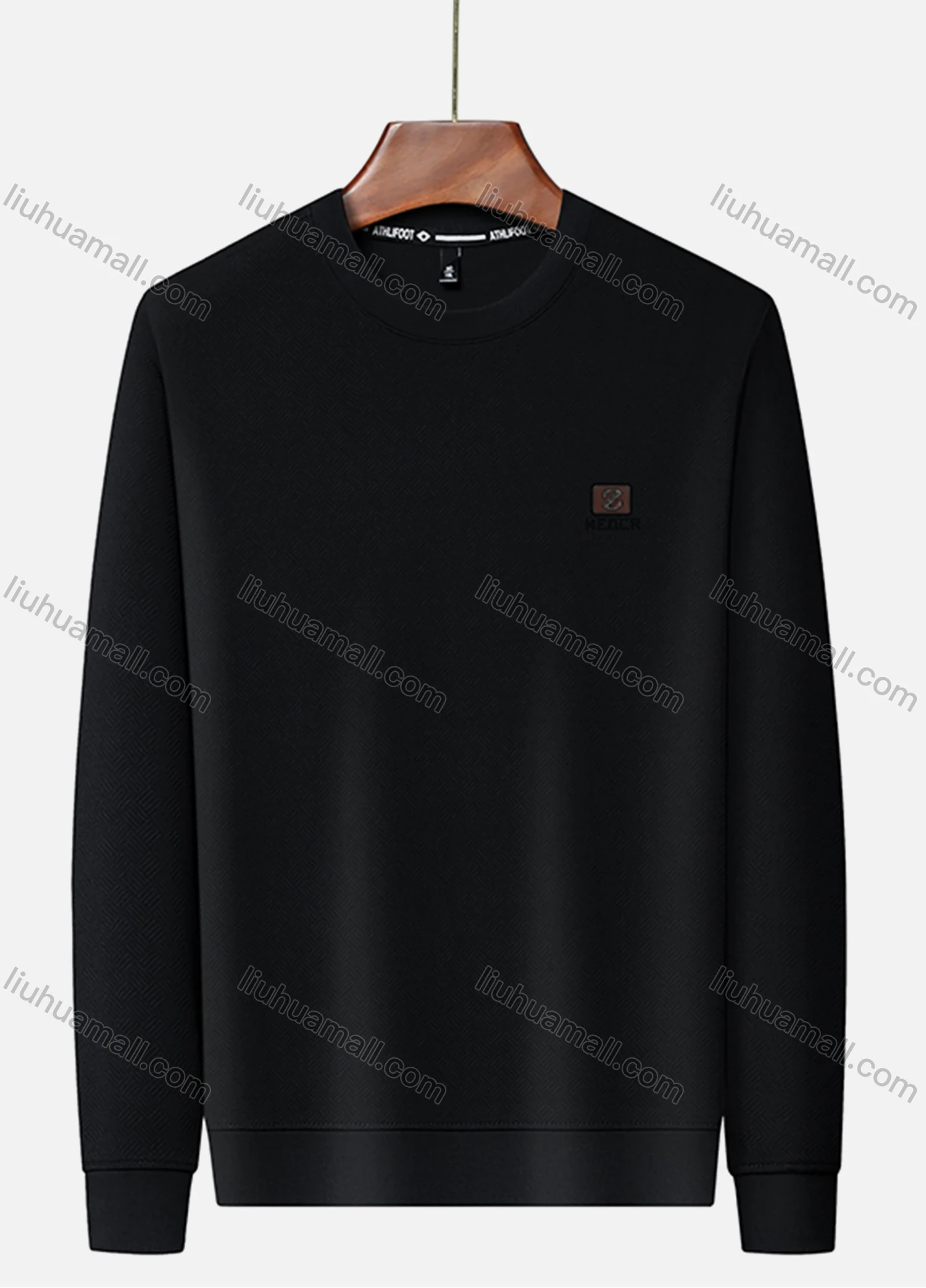 Wholesale Men's Casual Plain Basics Round Neck Long Sleeve Pullover Sweatshirt 2525# - Liuhuamall