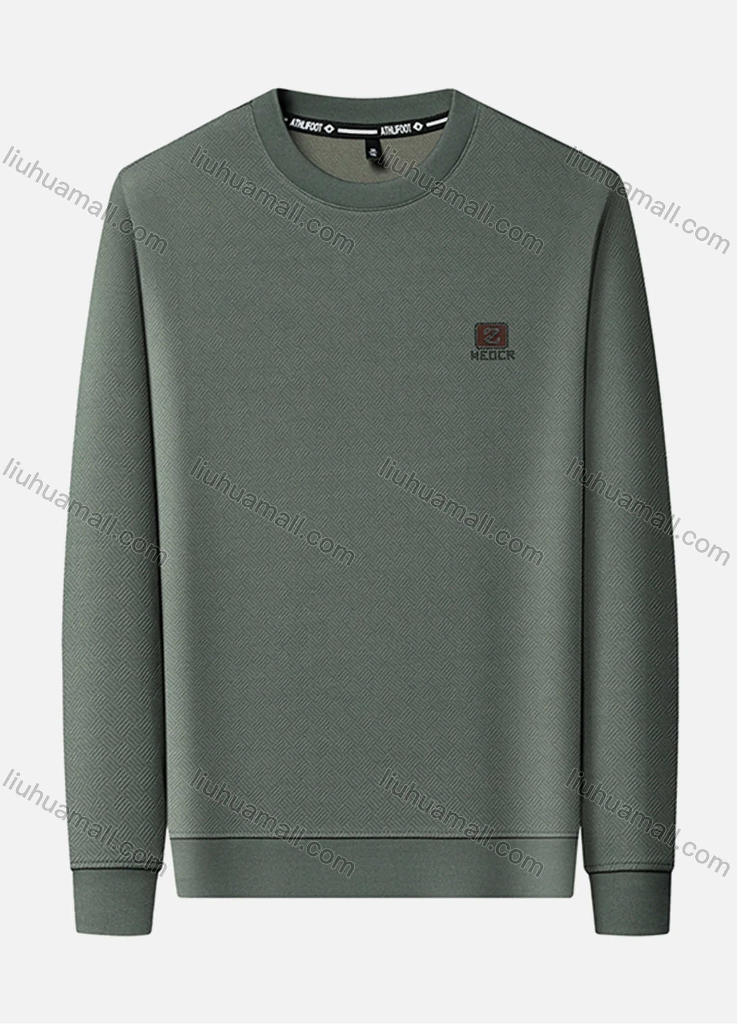 Wholesale Men's Casual Plain Basics Round Neck Long Sleeve Pullover Sweatshirt 2525# - Liuhuamall