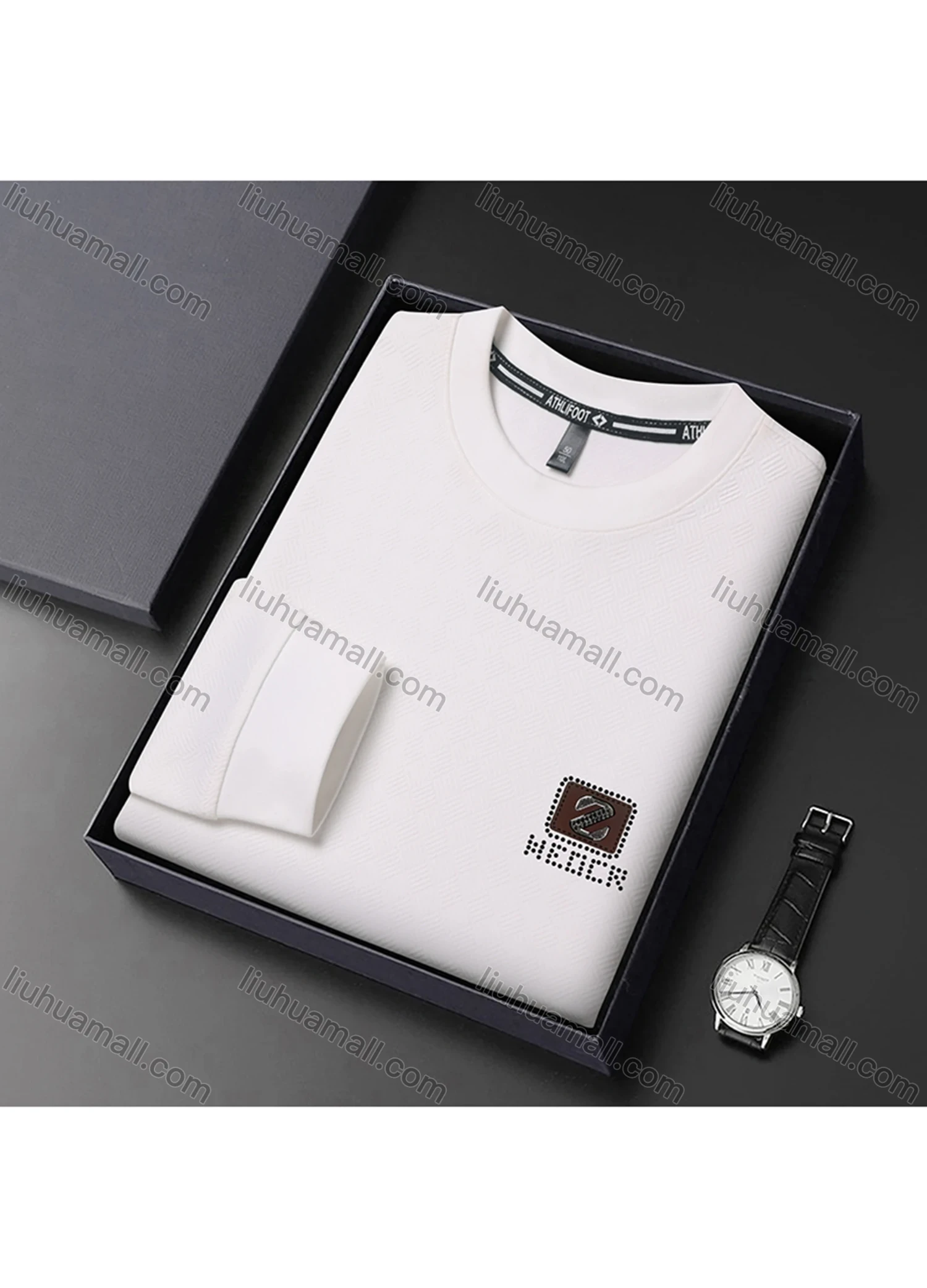 Wholesale Men's Casual Plain Basics Round Neck Long Sleeve Pullover Sweatshirt 2525# - Liuhuamall