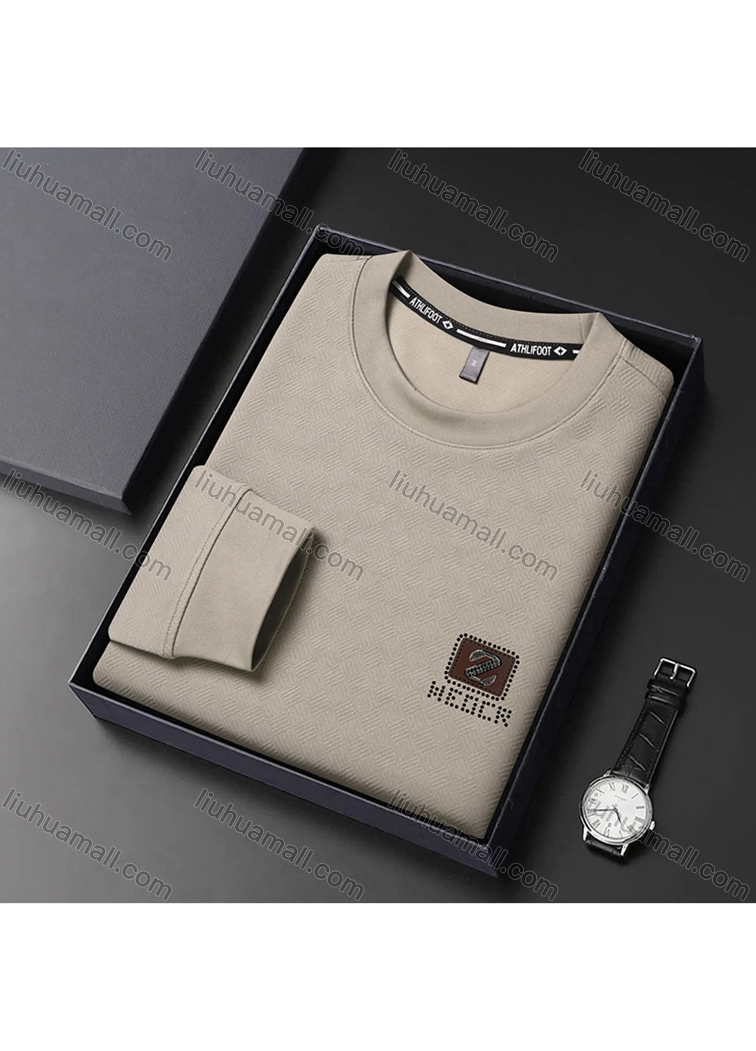 Wholesale Men's Casual Plain Basics Round Neck Long Sleeve Pullover Sweatshirt 2525# - Liuhuamall