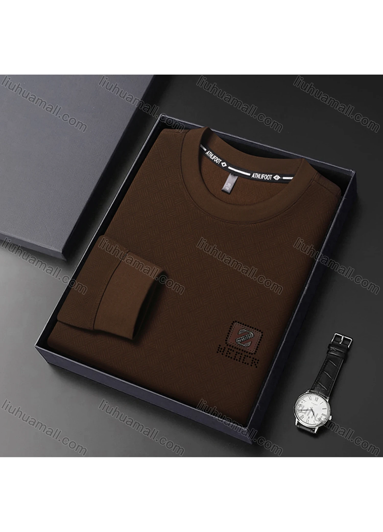 Wholesale Men's Casual Plain Basics Round Neck Long Sleeve Pullover Sweatshirt 2525# - Liuhuamall