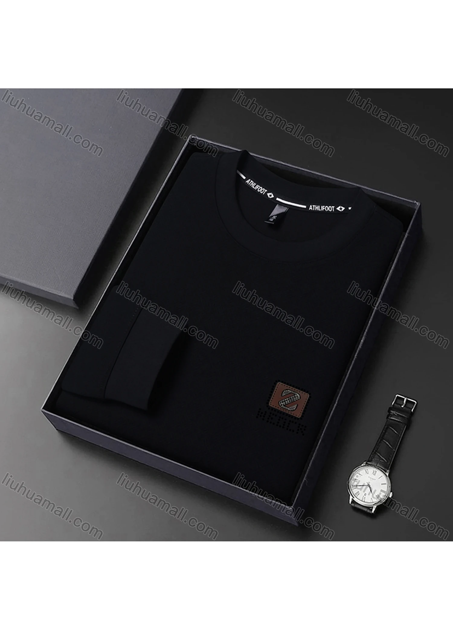 Wholesale Men's Casual Plain Basics Round Neck Long Sleeve Pullover Sweatshirt 2525# - Liuhuamall