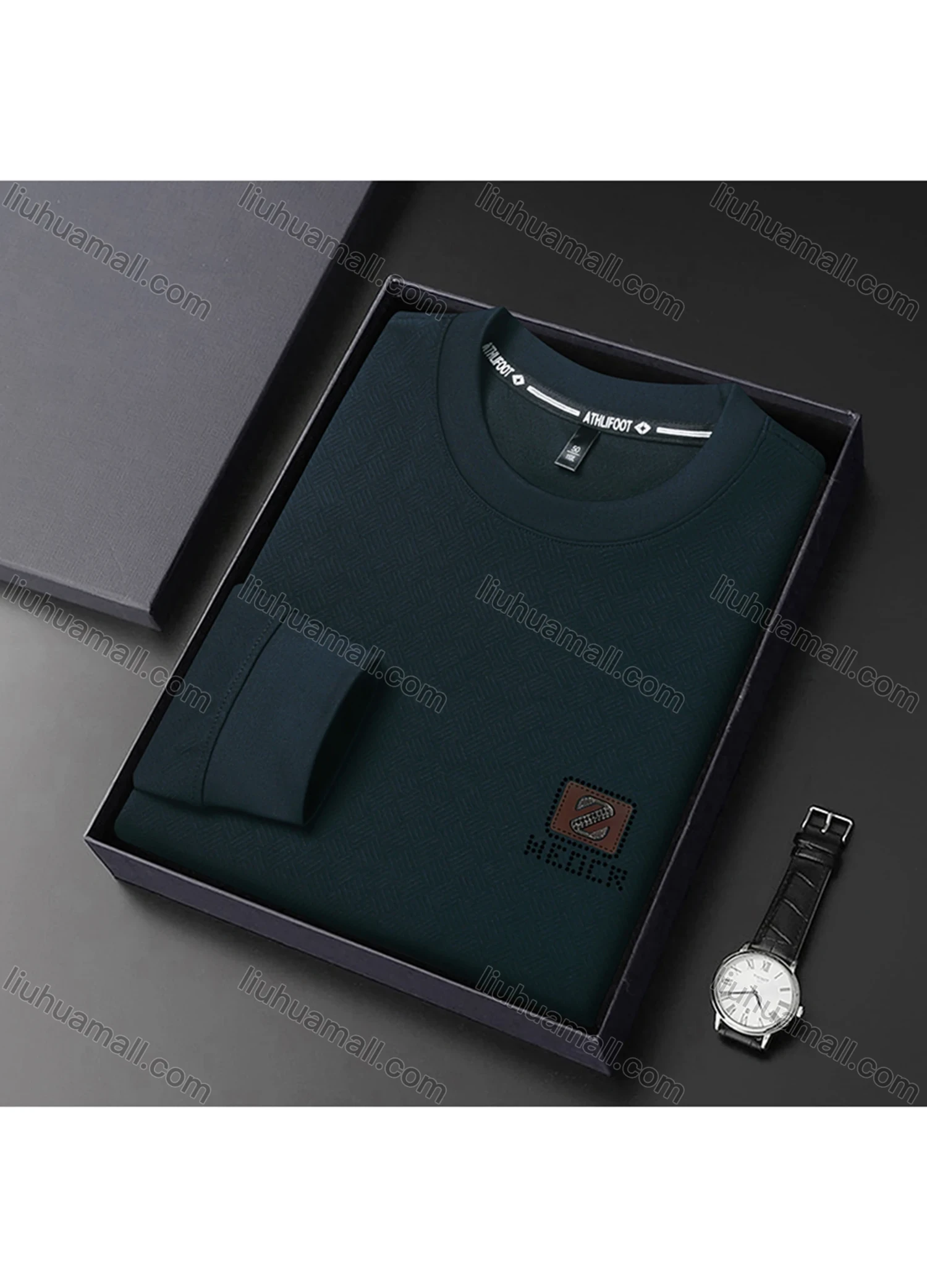 Wholesale Men's Casual Plain Basics Round Neck Long Sleeve Pullover Sweatshirt 2525# - Liuhuamall