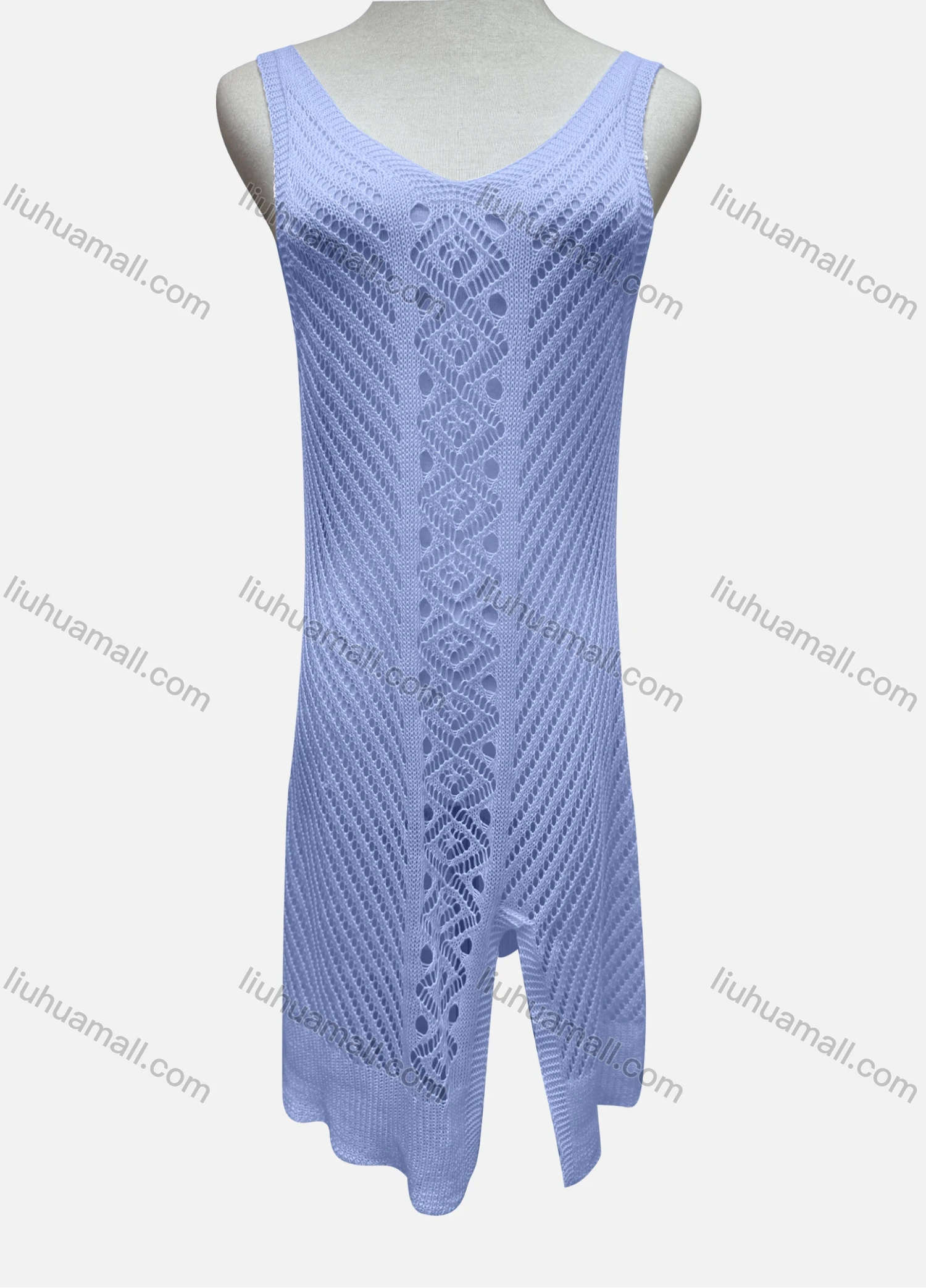 Wholesale Women's Vacation Plain Hollow Out Split Front Cover Up Tank Dress 2481# - Liuhuamall