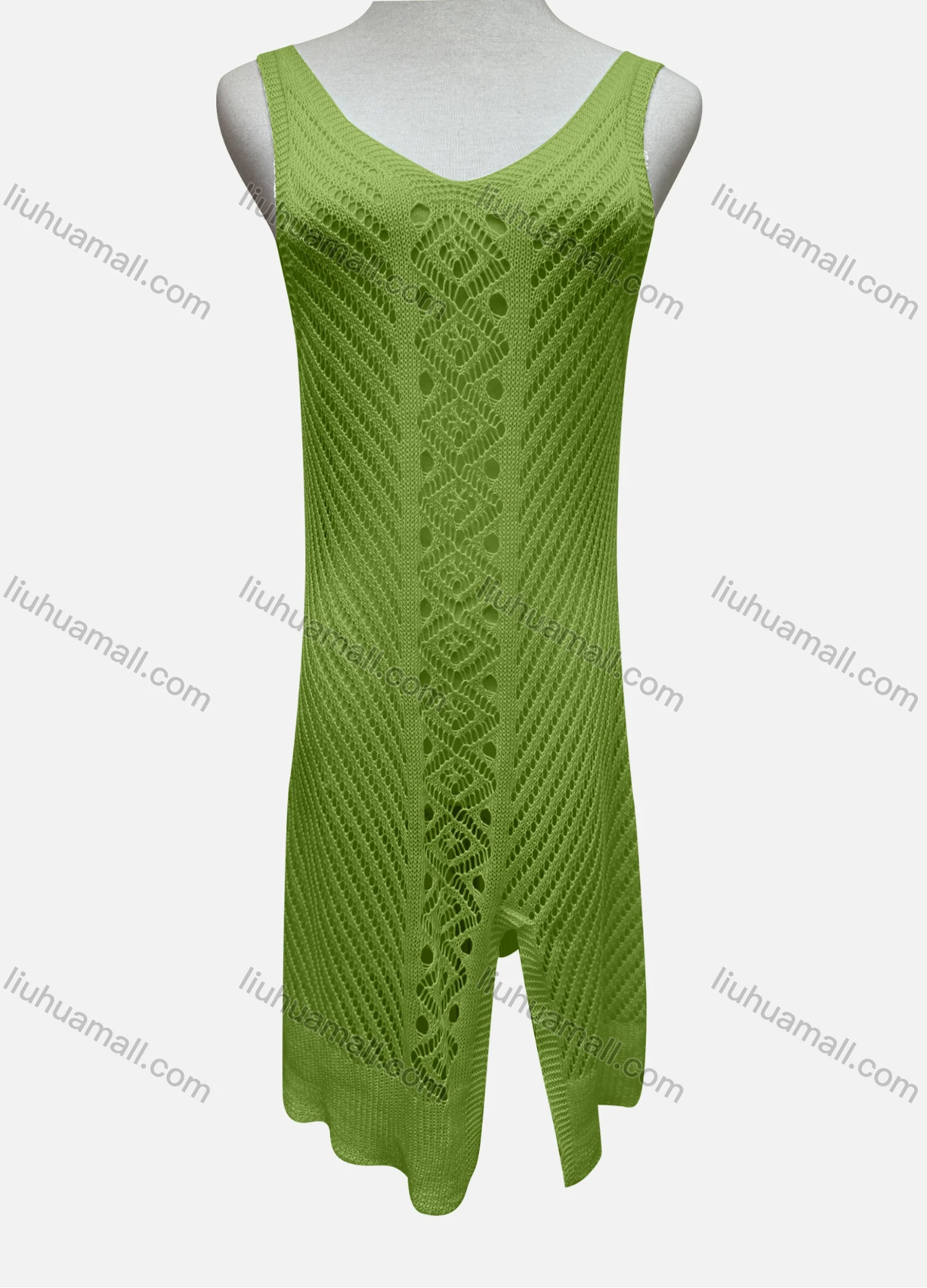 Wholesale Women's Vacation Plain Hollow Out Split Front Cover Up Tank Dress 2481# - Liuhuamall