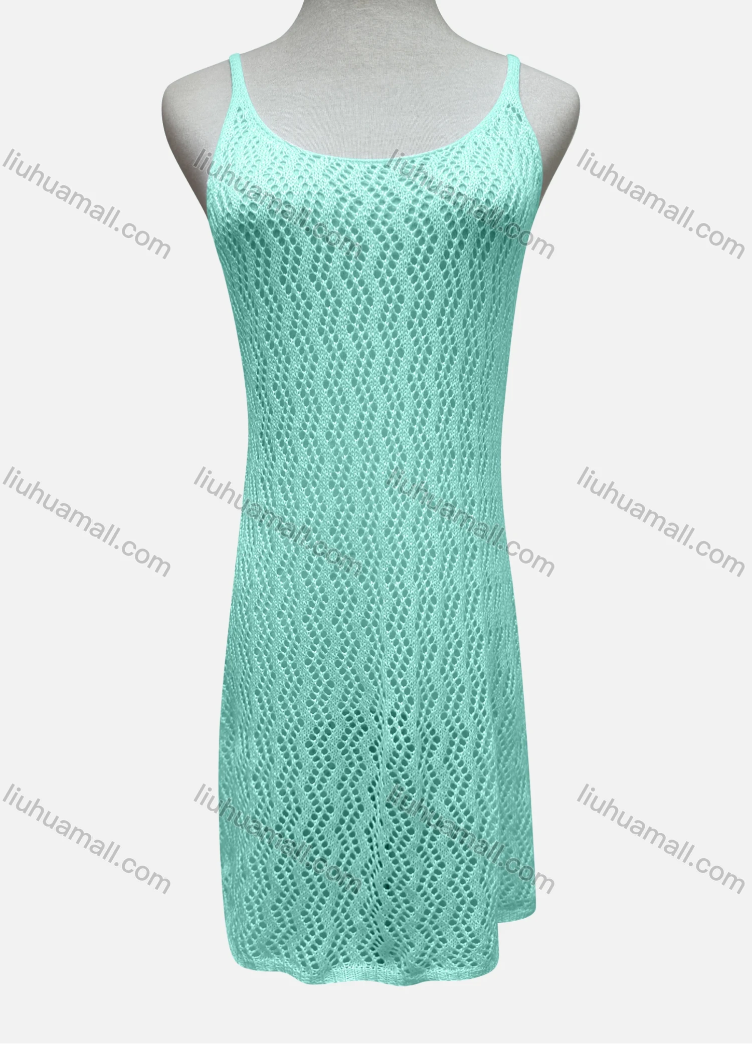 Wholesale Women's Vacation Plain Hollow Out Open Back Lace Up Cover Up Cami Dress 2483# - Liuhuamall