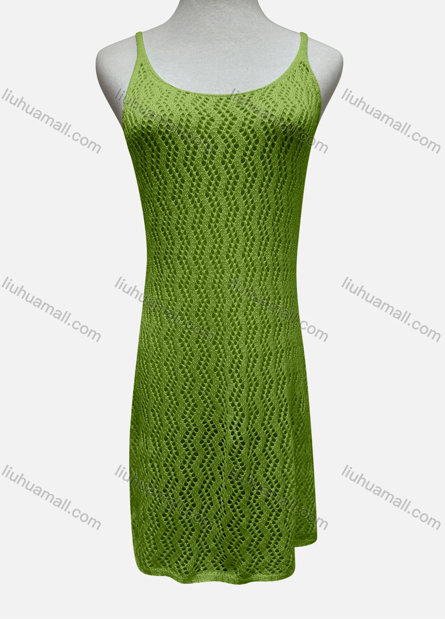 Wholesale Women's Vacation Plain Hollow Out Open Back Lace Up Cover Up Cami Dress 2483# - Liuhuamall