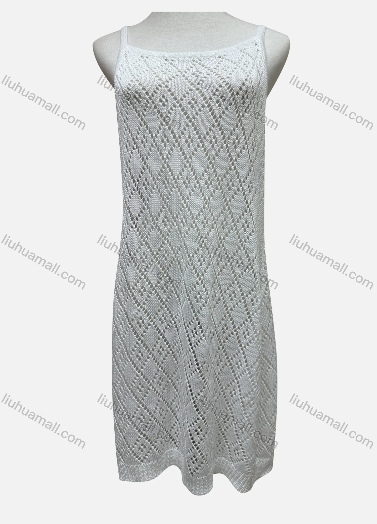 Wholesale Women's Vacation Plain Hollow Out Cover Up Cami Dress 2484# - Liuhuamall