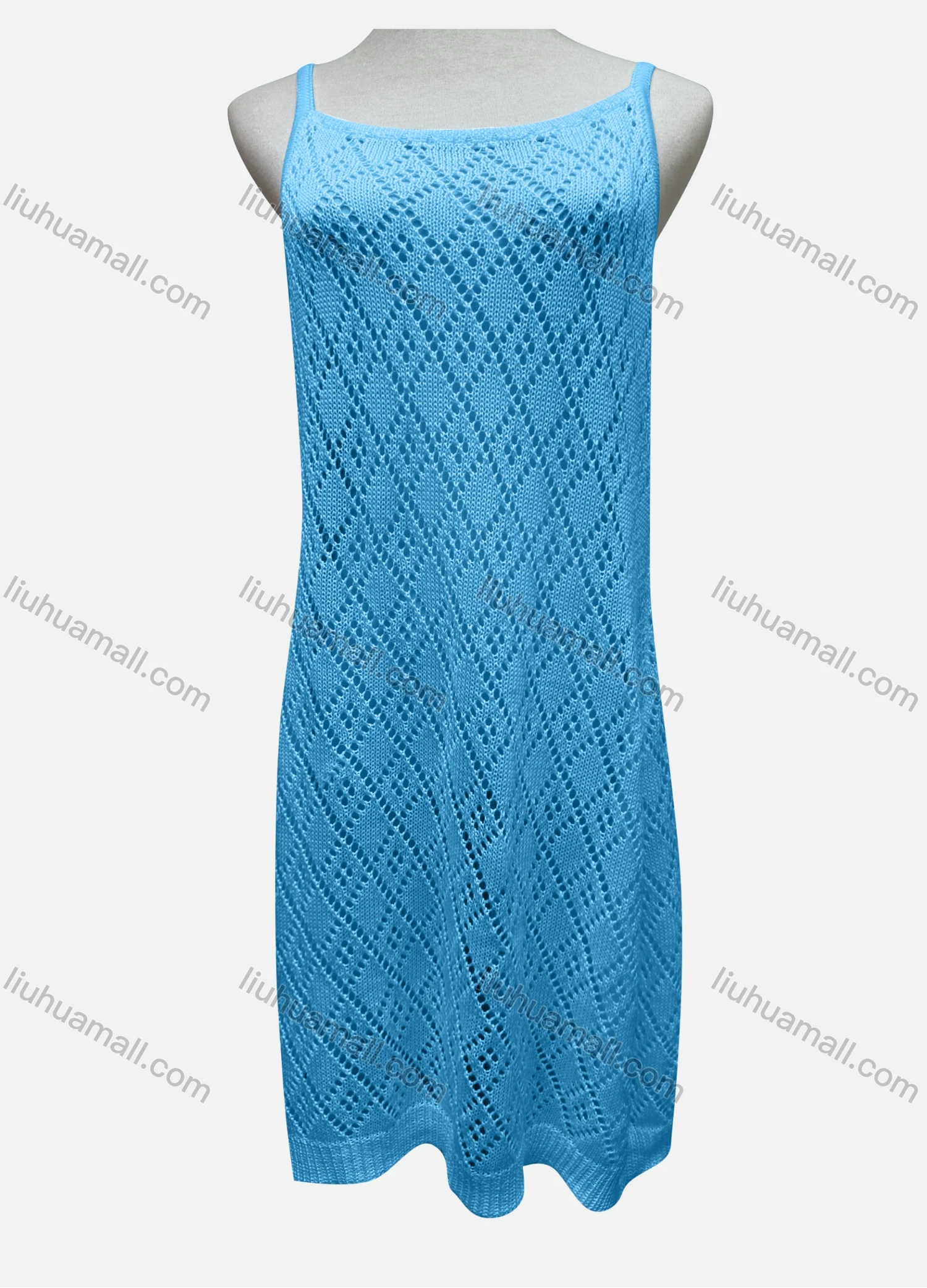 Wholesale Women's Vacation Plain Hollow Out Cover Up Cami Dress 2484# - Liuhuamall