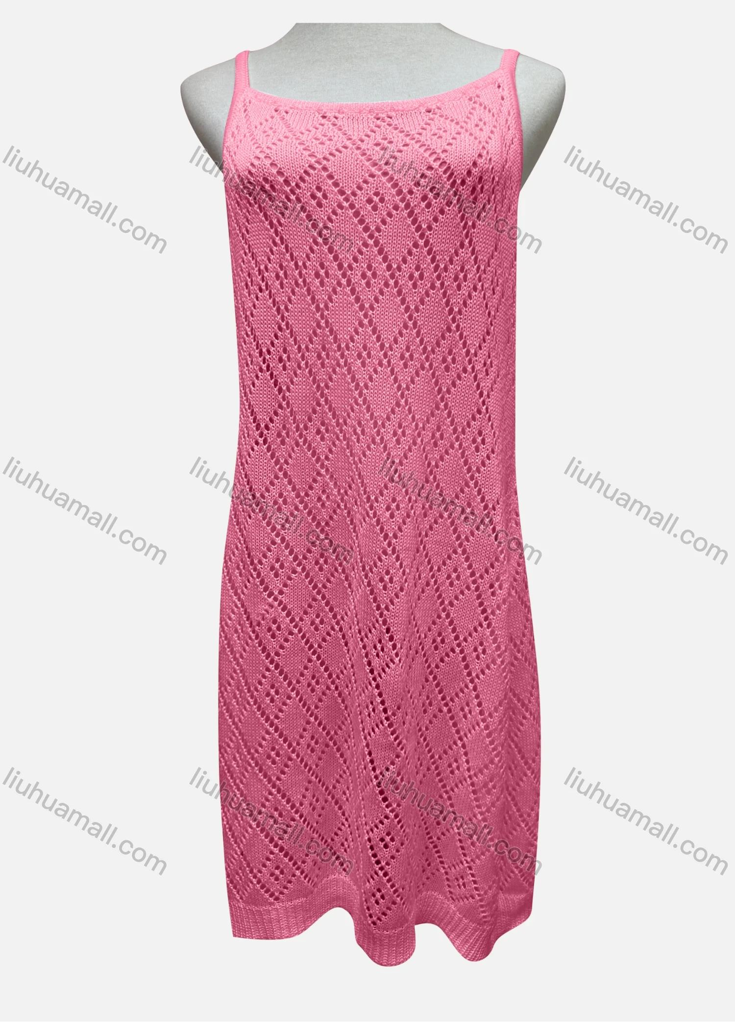 Wholesale Women's Vacation Plain Hollow Out Cover Up Cami Dress 2484# - Liuhuamall