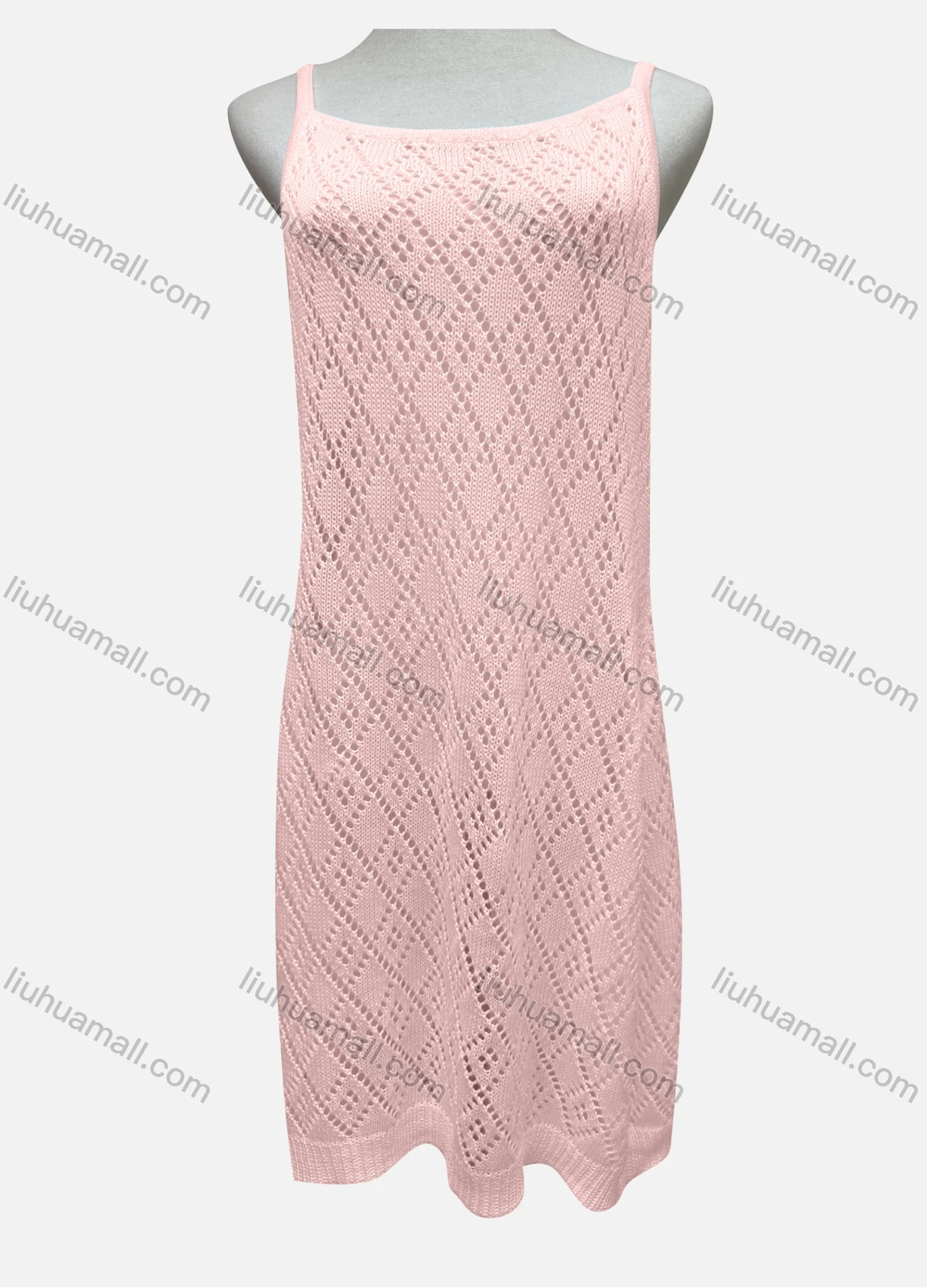 Wholesale Women's Vacation Plain Hollow Out Cover Up Cami Dress 2484# - Liuhuamall