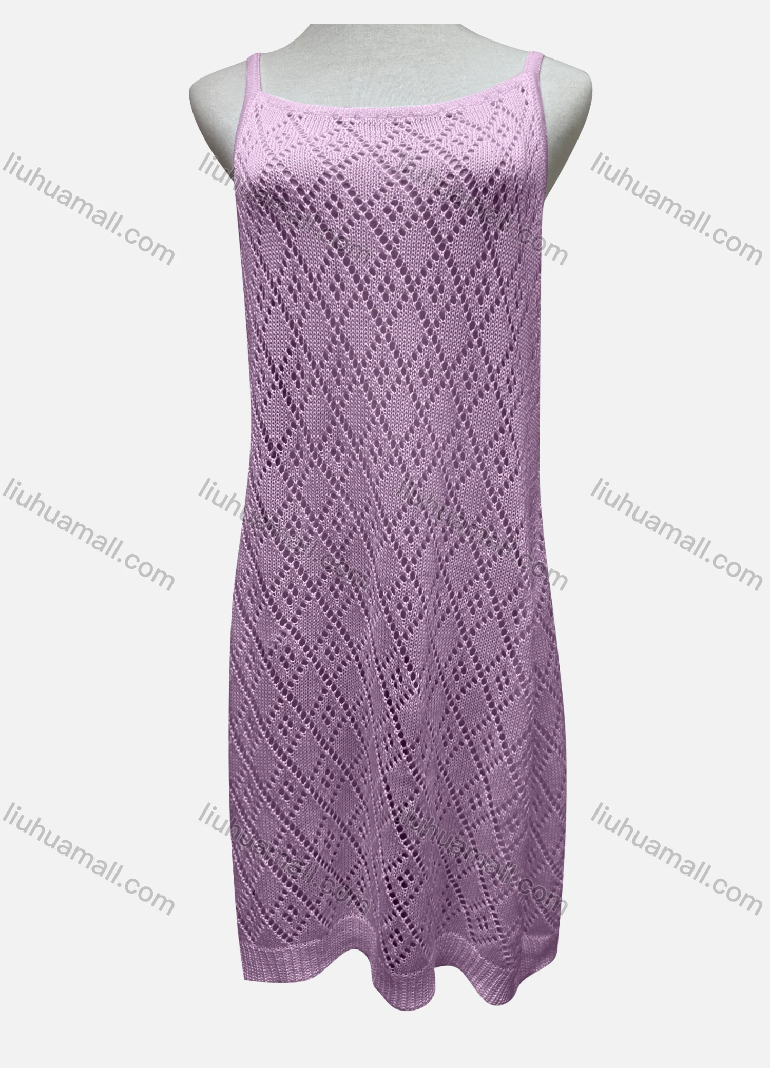 Wholesale Women's Vacation Plain Hollow Out Cover Up Cami Dress 2484# - Liuhuamall