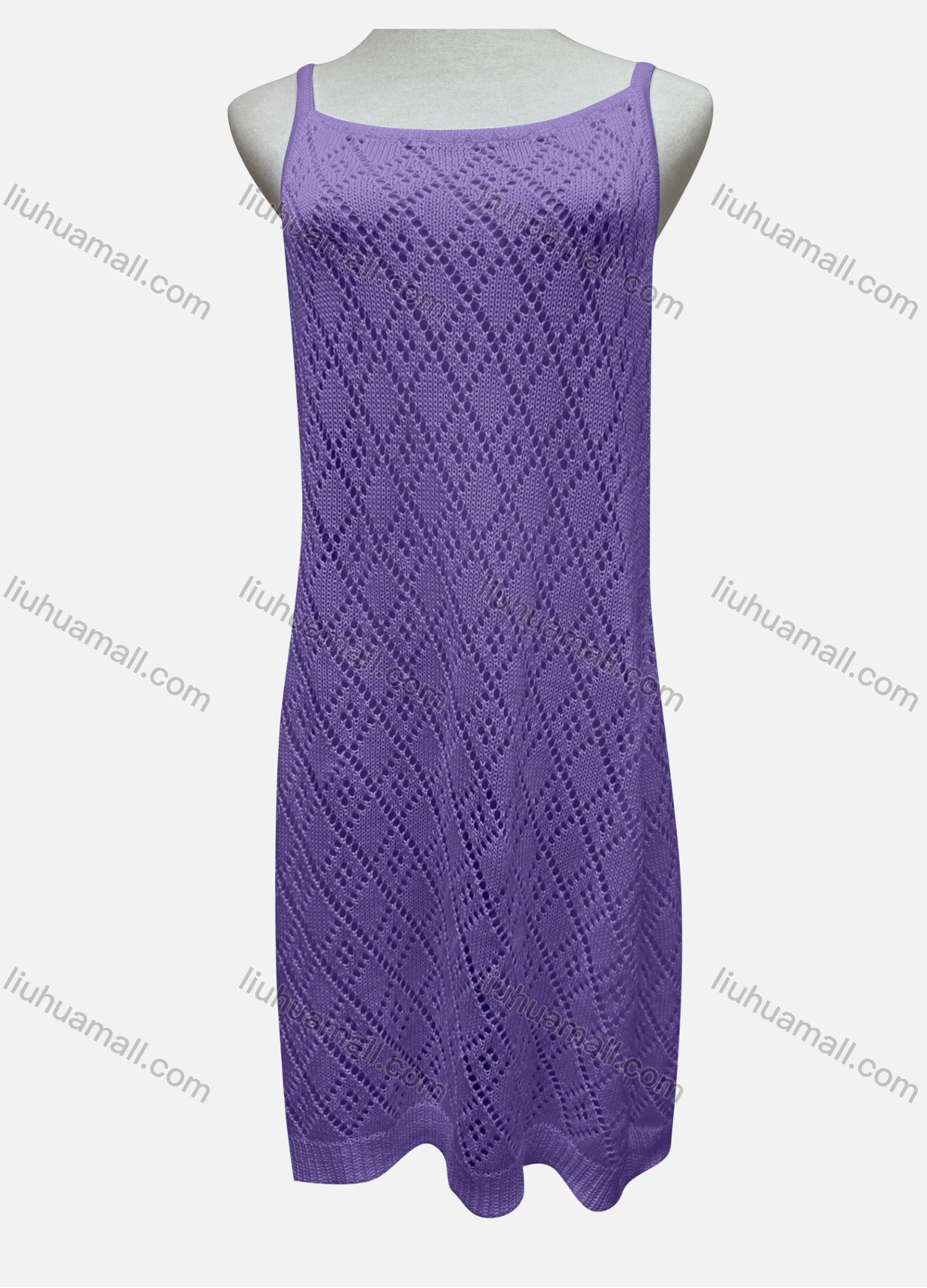 Wholesale Women's Vacation Plain Hollow Out Cover Up Cami Dress 2484# - Liuhuamall