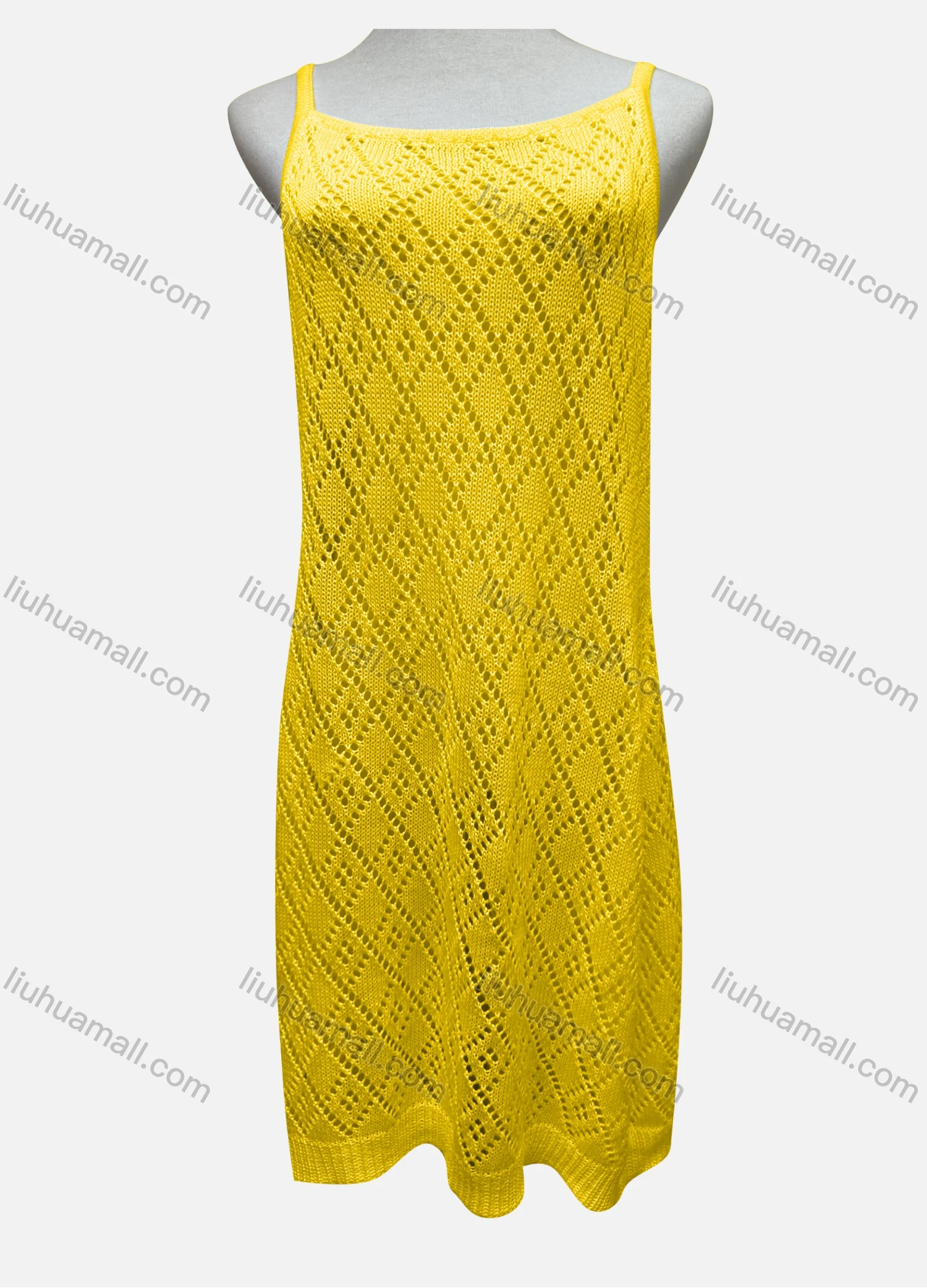 Wholesale Women's Vacation Plain Hollow Out Cover Up Cami Dress 2484# - Liuhuamall