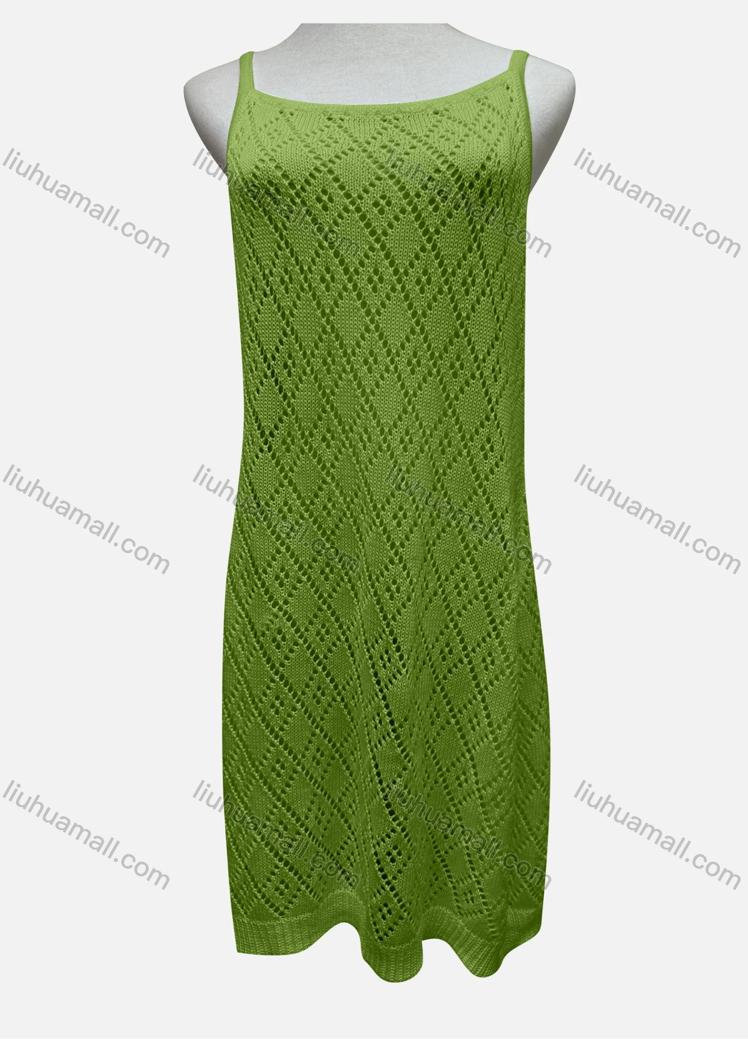 Wholesale Women's Vacation Plain Hollow Out Cover Up Cami Dress 2484# - Liuhuamall