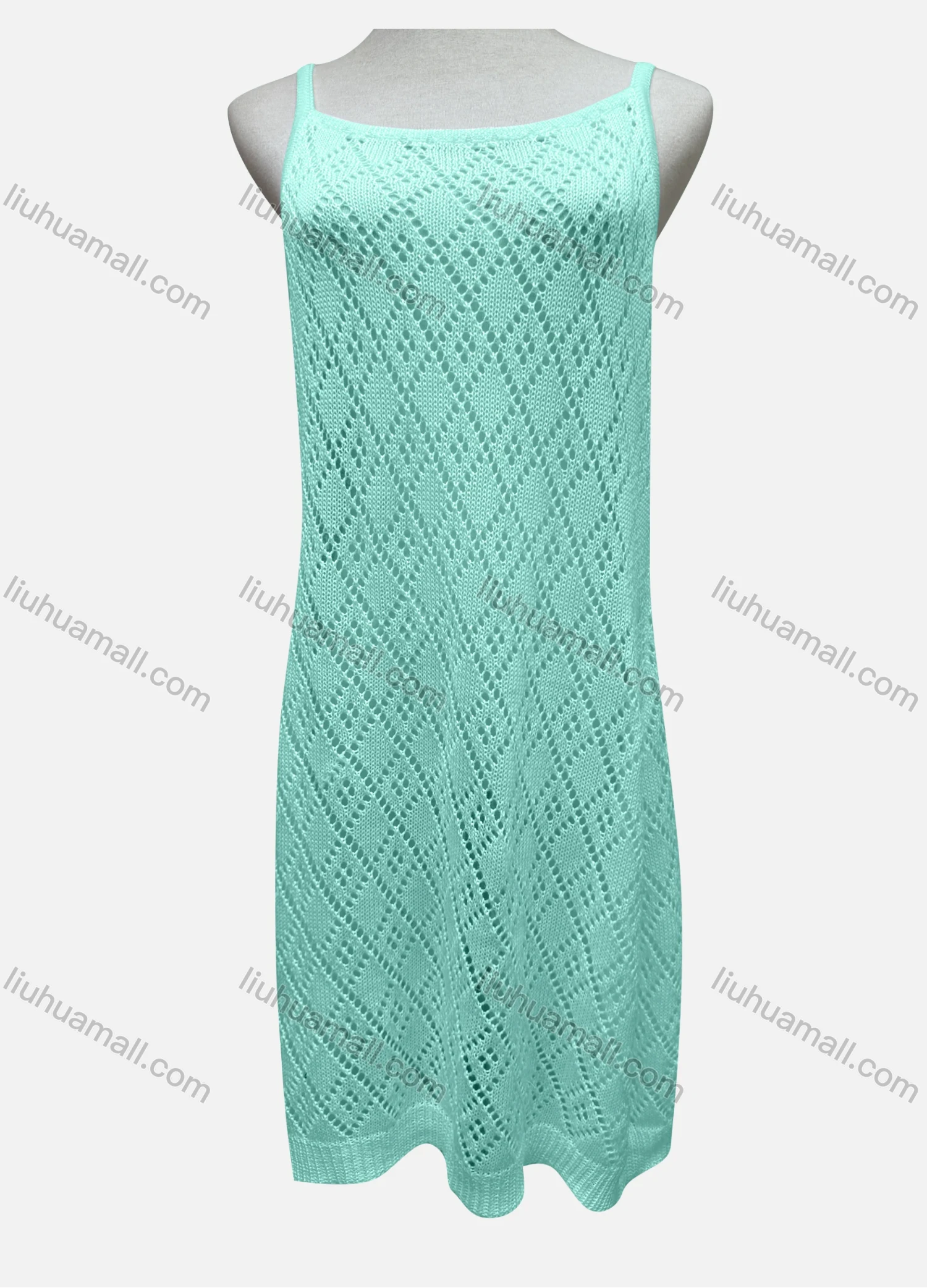 Wholesale Women's Vacation Plain Hollow Out Cover Up Cami Dress 2484# - Liuhuamall