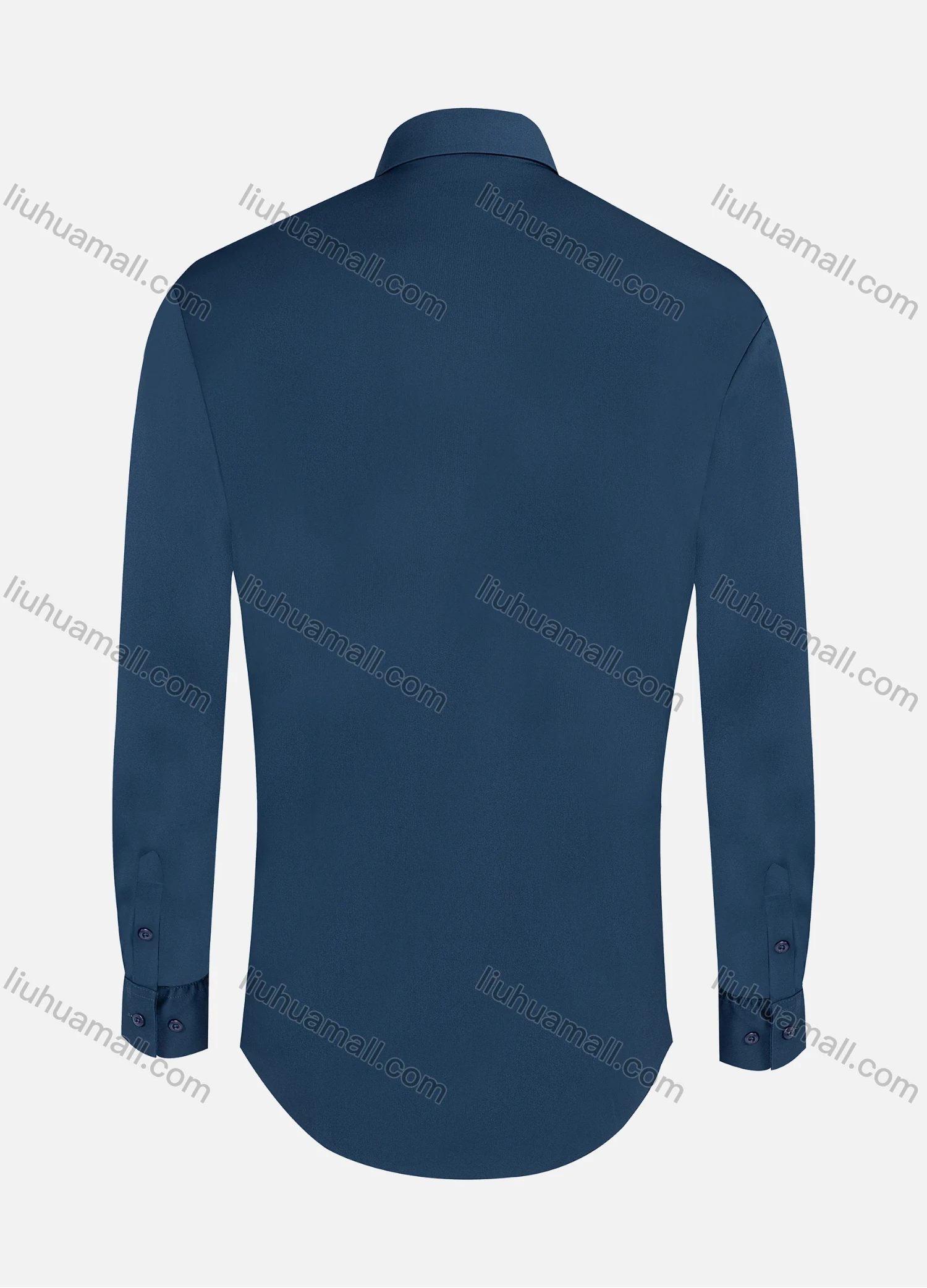 Wholesale Men's Business Collared Plain Button Down Long Sleeve Curved Hem Shirt 1# - Liuhuamall