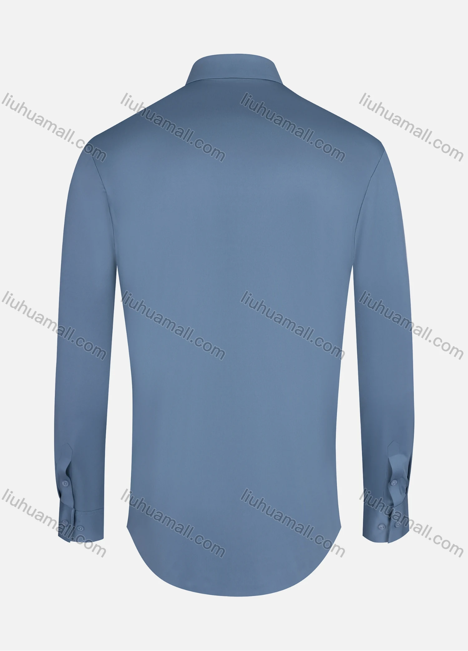 Wholesale Men's Formal Collared Plain Button Down Long Sleeve Curved Hem Shirt 5# - Liuhuamall