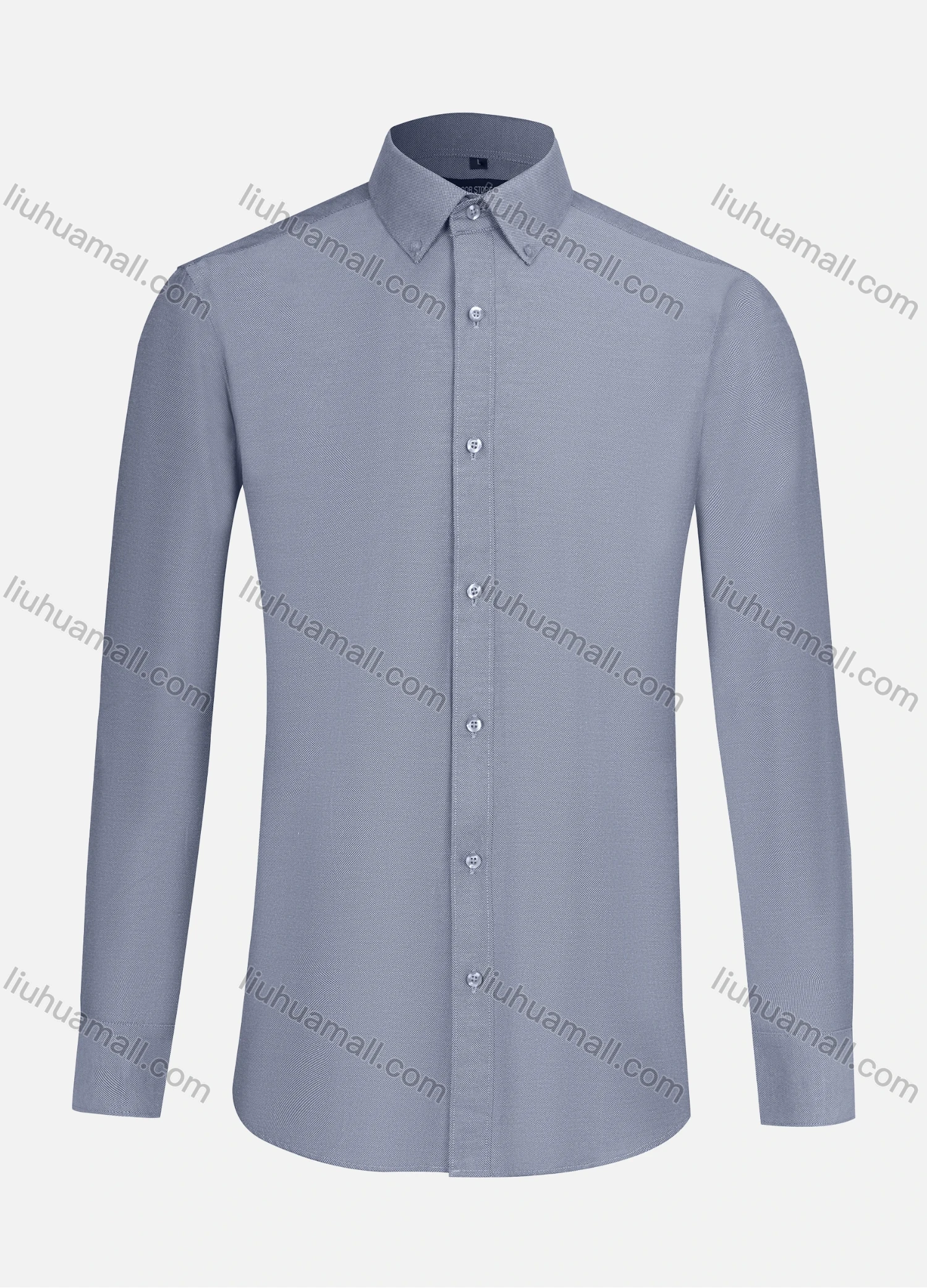 Wholesale Men's Business Collared Plain Button Down Long Sleeve Curved Hem Shirt 150-9# - Liuhuamall