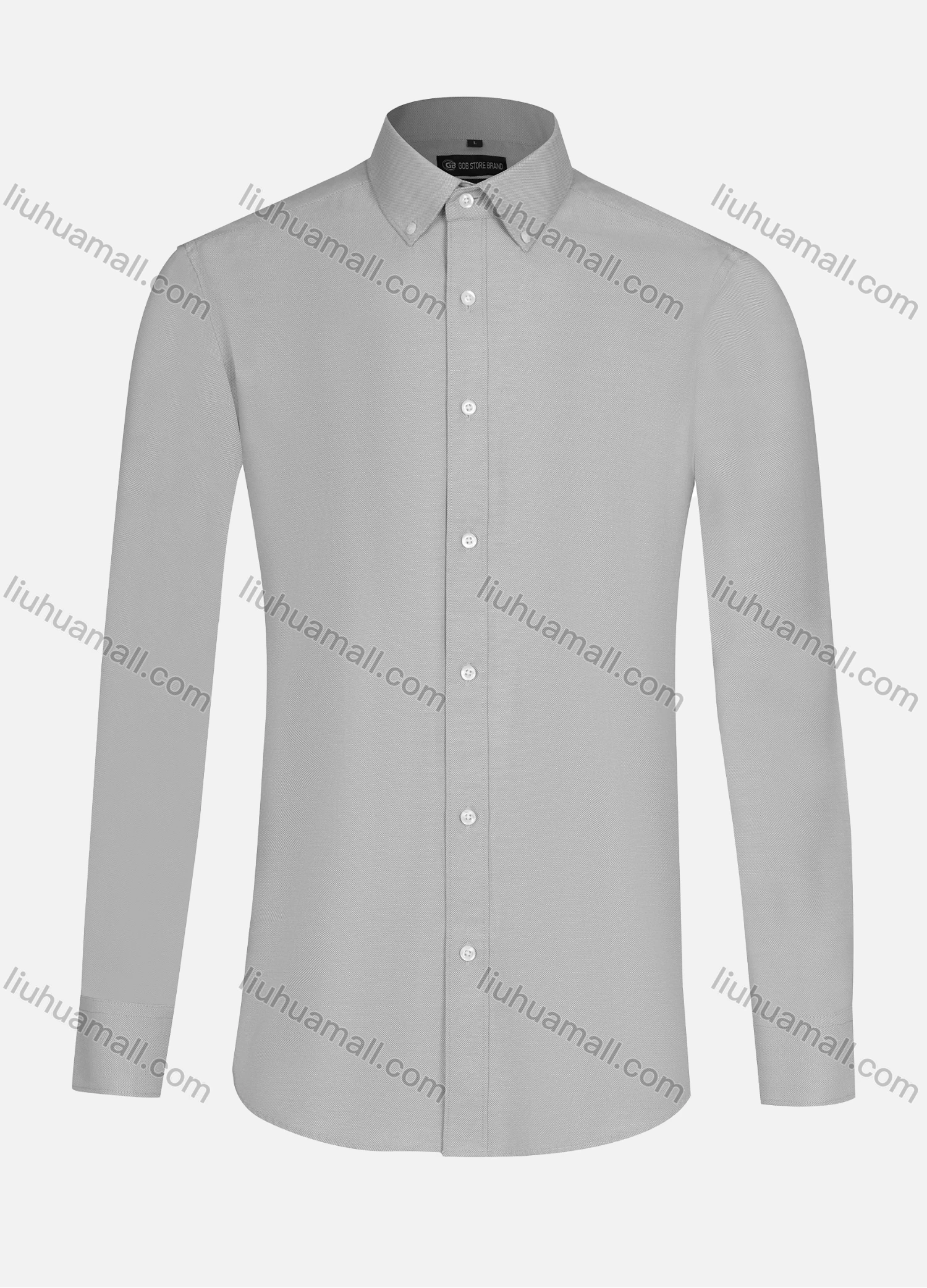 Wholesale Men's Business Collared Plain Button Down Long Sleeve Curved Hem Shirt 150-26# - Liuhuamall