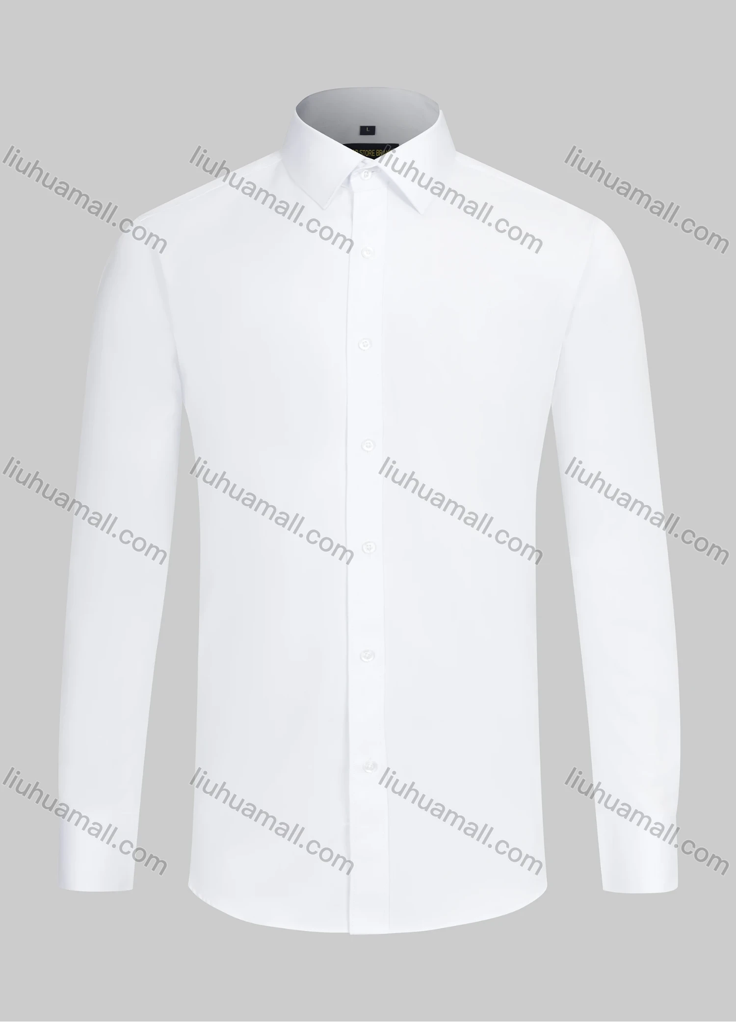 Wholesale Men's Formal Collared Plain Button Down Long Sleeve Curved Hem Shirt 718-6# - Liuhuamall
