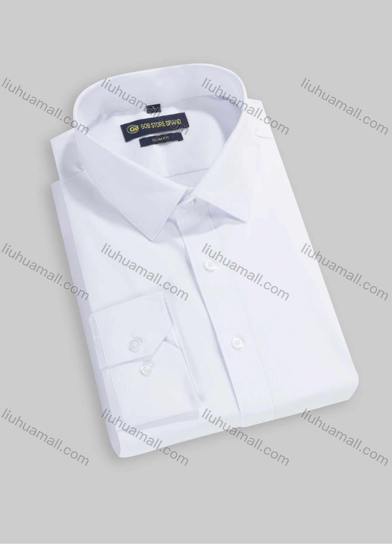 Wholesale Men's Formal Collared Plain Button Down Long Sleeve Curved Hem Shirt 718-6# - Liuhuamall