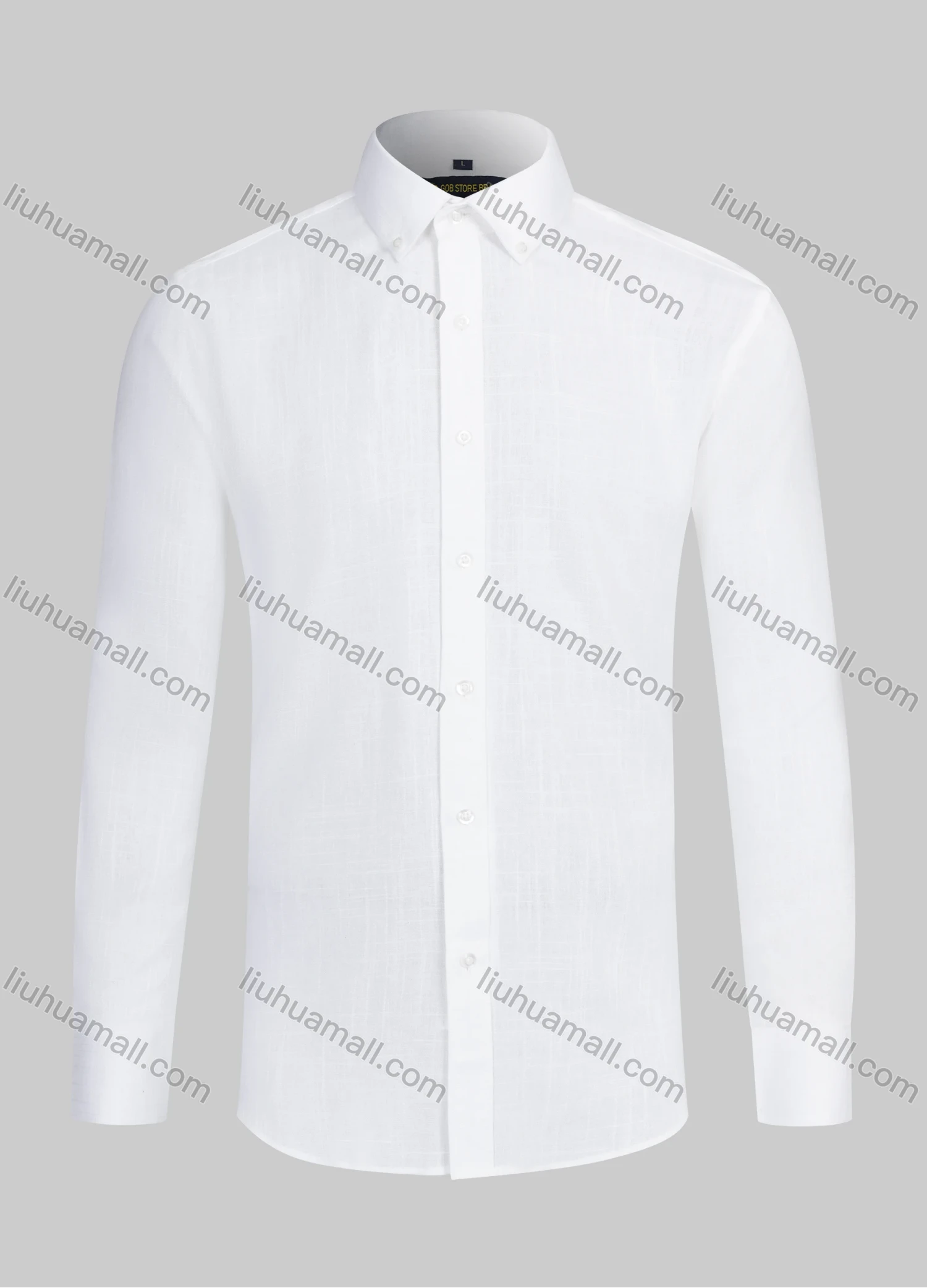 Wholesale Men's Formal Collared Plain Button Down Long Sleeve Curved Hem Shirt 771-1# - Liuhuamall