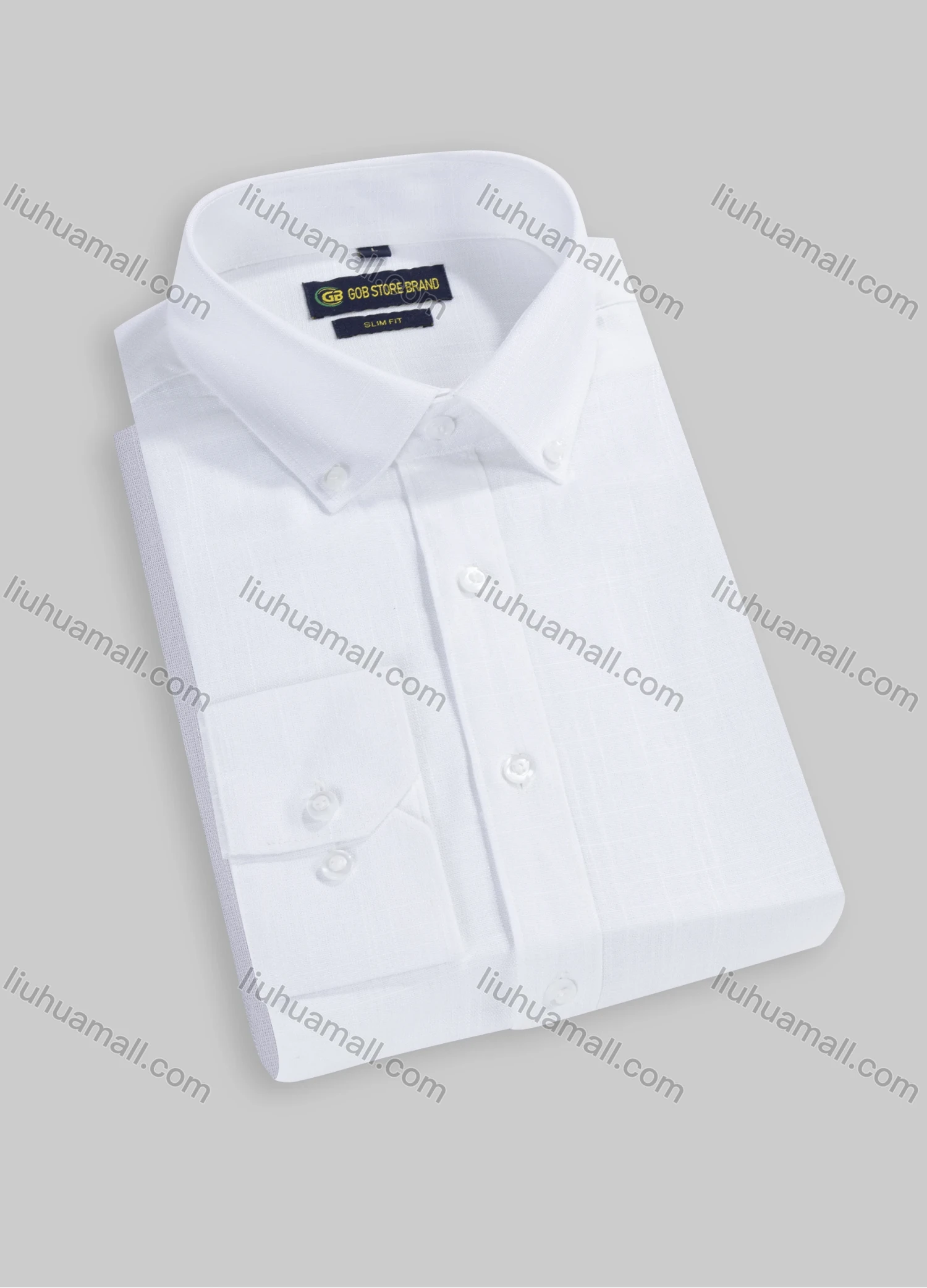 Wholesale Men's Formal Collared Plain Button Down Long Sleeve Curved Hem Shirt 771-1# - Liuhuamall