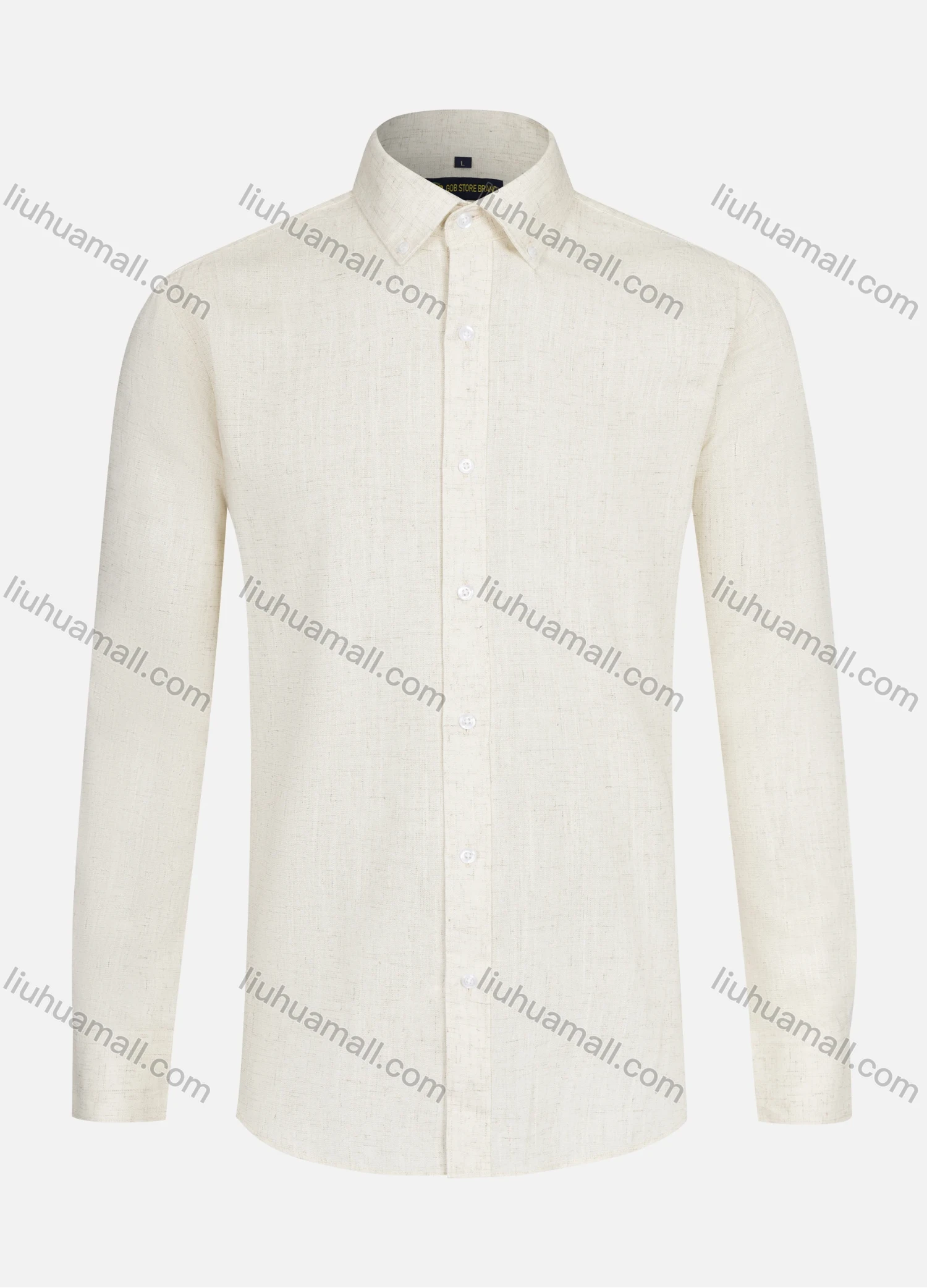 Wholesale Men's Business Collared Plain Button Down Long Sleeve Curved Hem Shirt 771-3# - Liuhuamall
