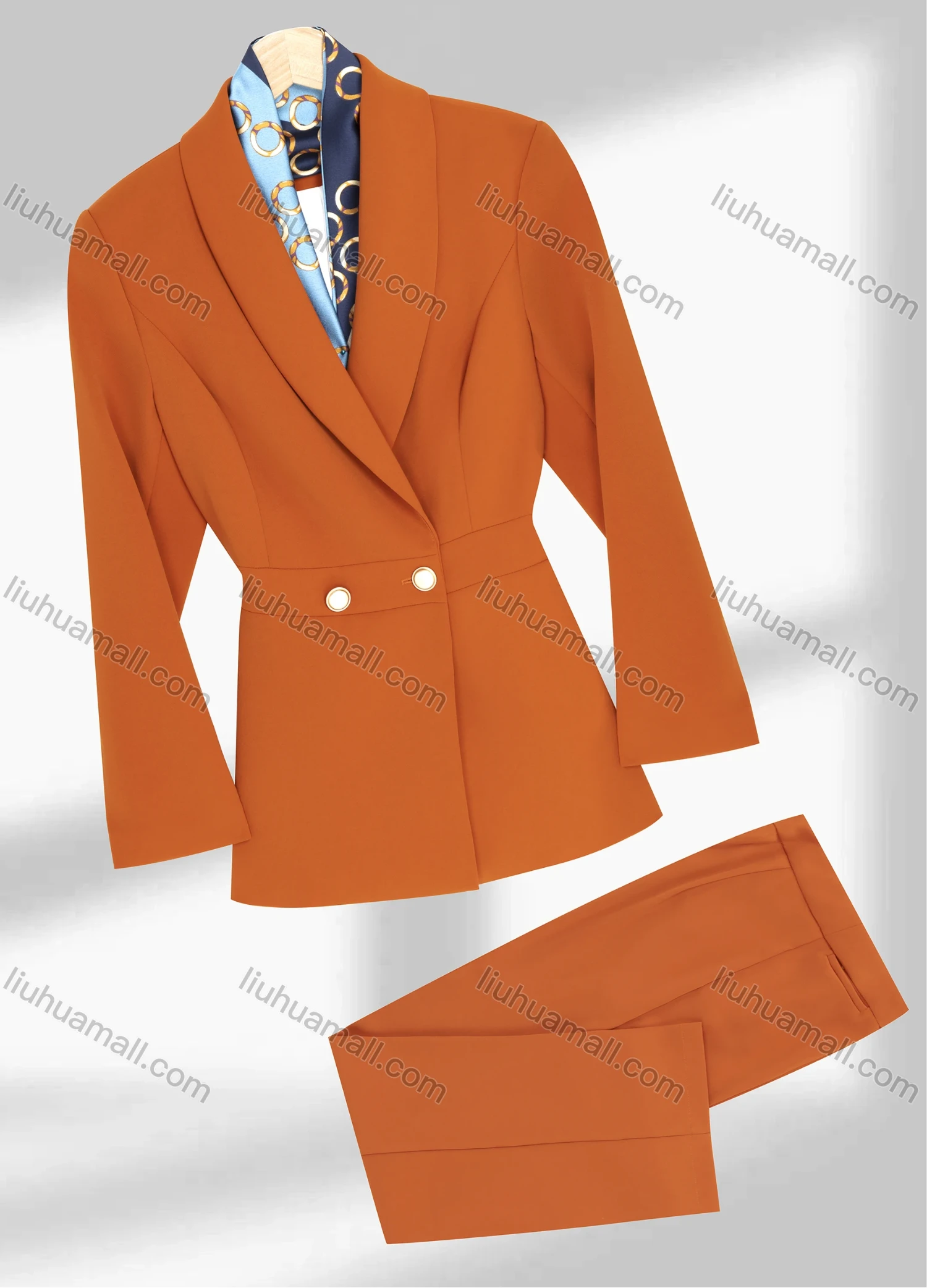 Wholesale Women's Formal Shawl Collar Double Breasted Plain Blazer & Pants 2-Piece Suit Sets - Liuhuamall