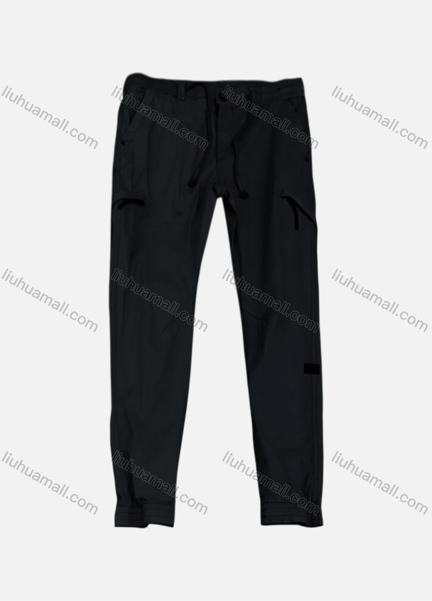 Wholesale Men's Casual Plain Zipper Pockets Drawstring Cargo Pant 667# - Liuhuamall