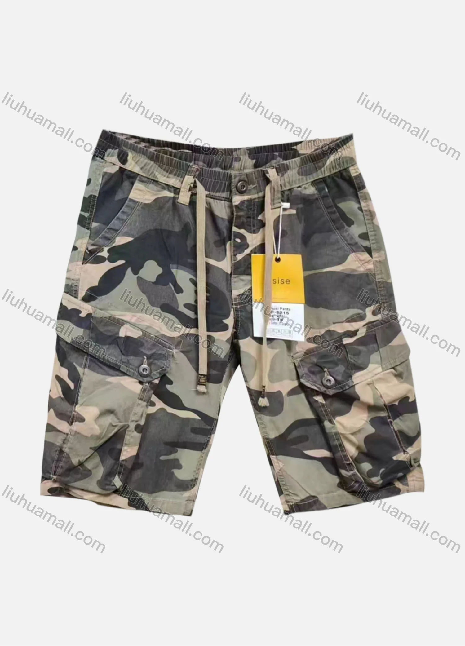 Wholesale Men's Casual Camouflage Flap Pockets Drawstring Cargo Shorts 2815# - Liuhuamall